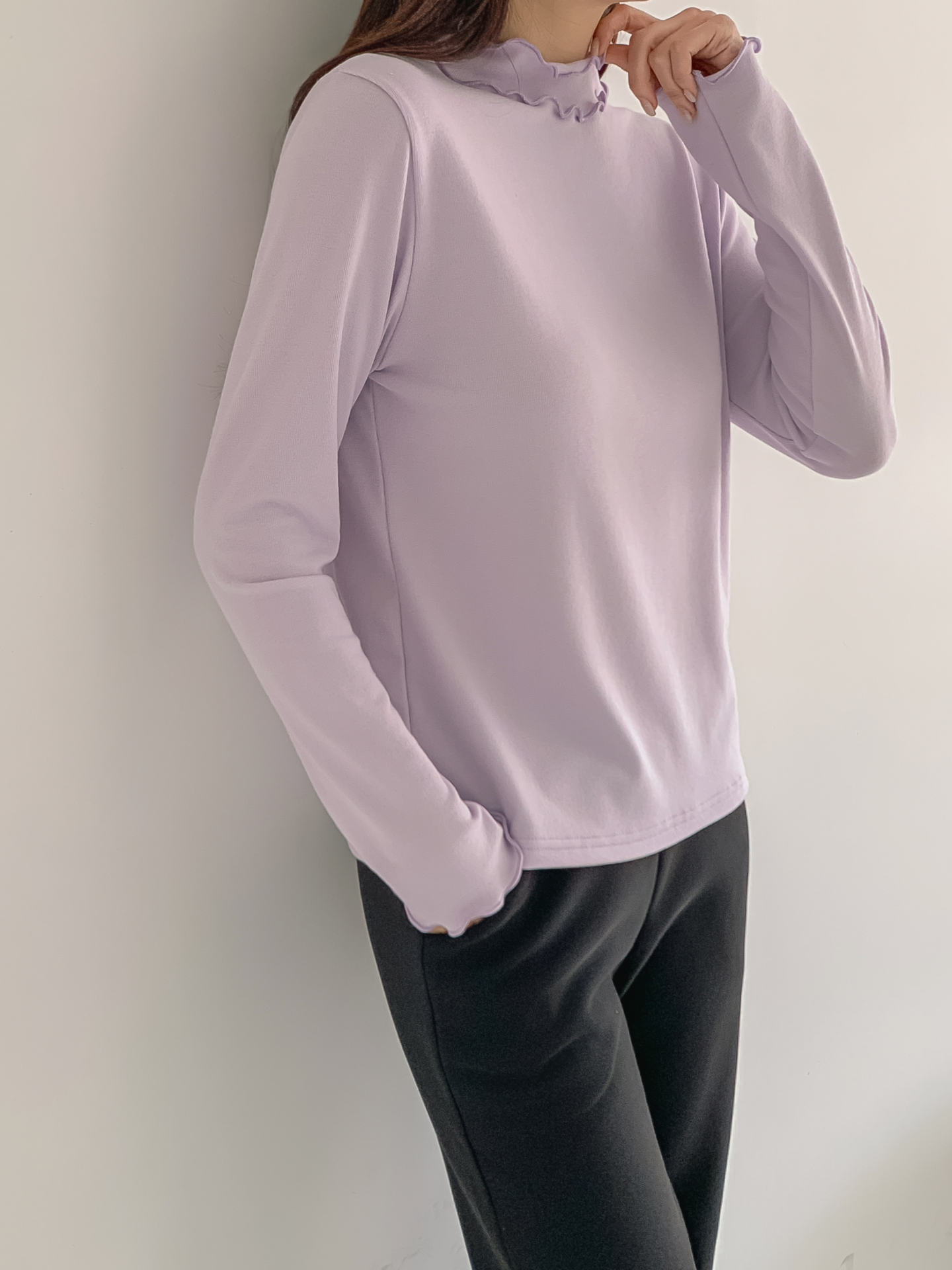 ラウンドネックフリル長袖カラーTシャツ | 詳細画像10