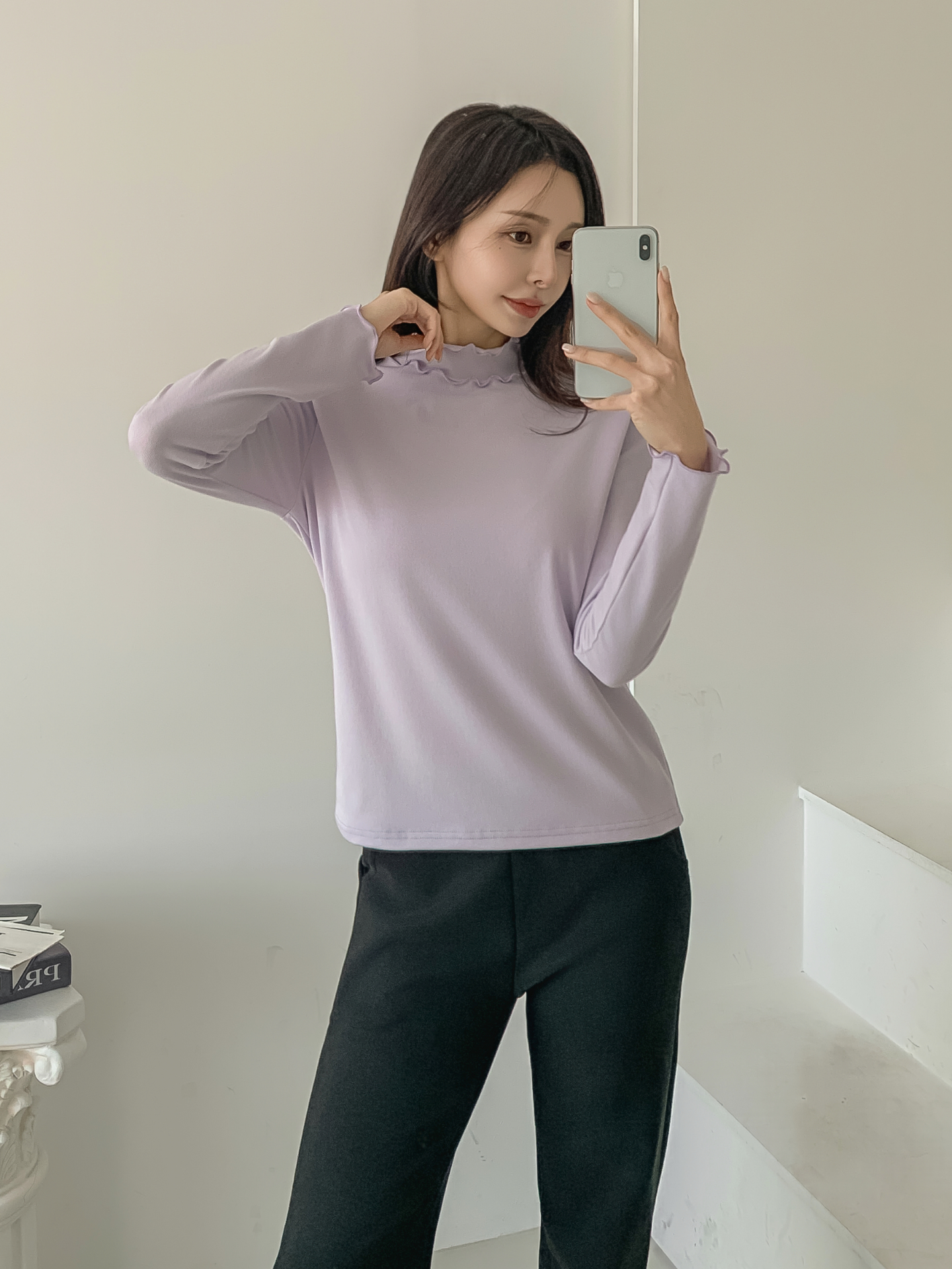 ラウンドネックフリル長袖カラーTシャツ | 詳細画像16