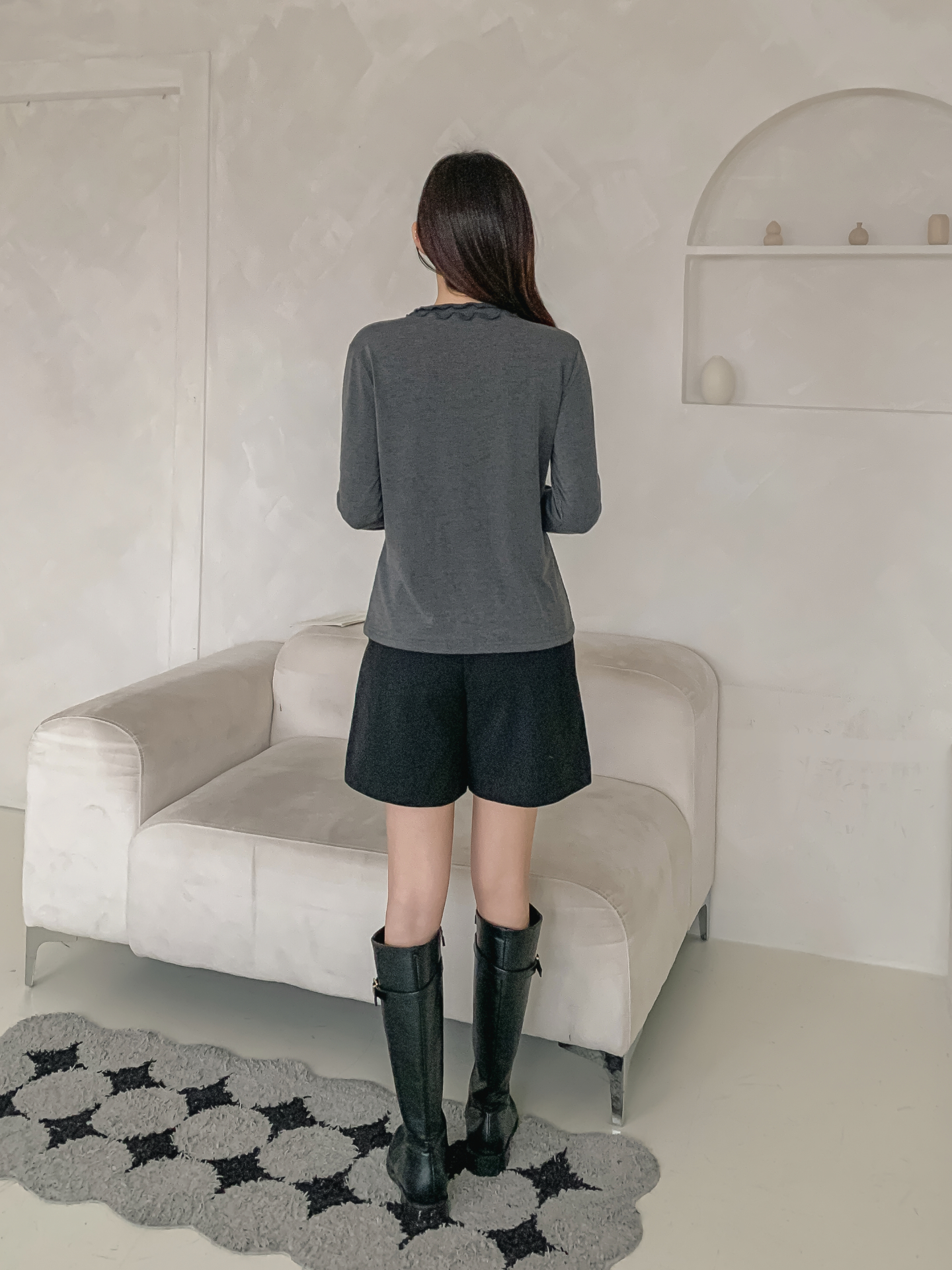 ラウンドネックフリル長袖カラーTシャツ | 詳細画像20