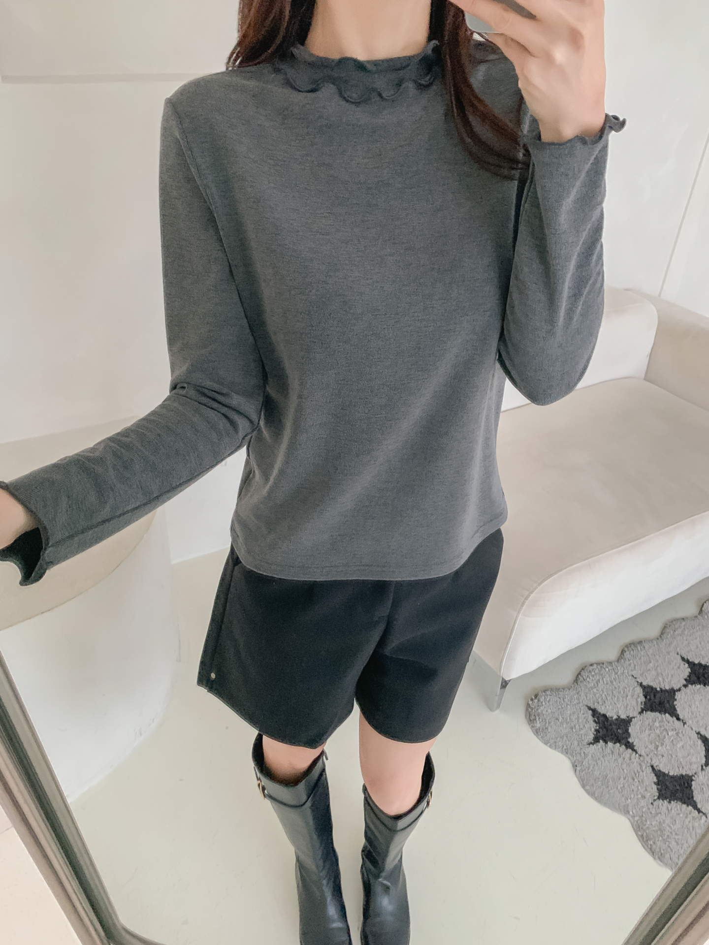 ラウンドネックフリル長袖カラーTシャツ | 詳細画像33