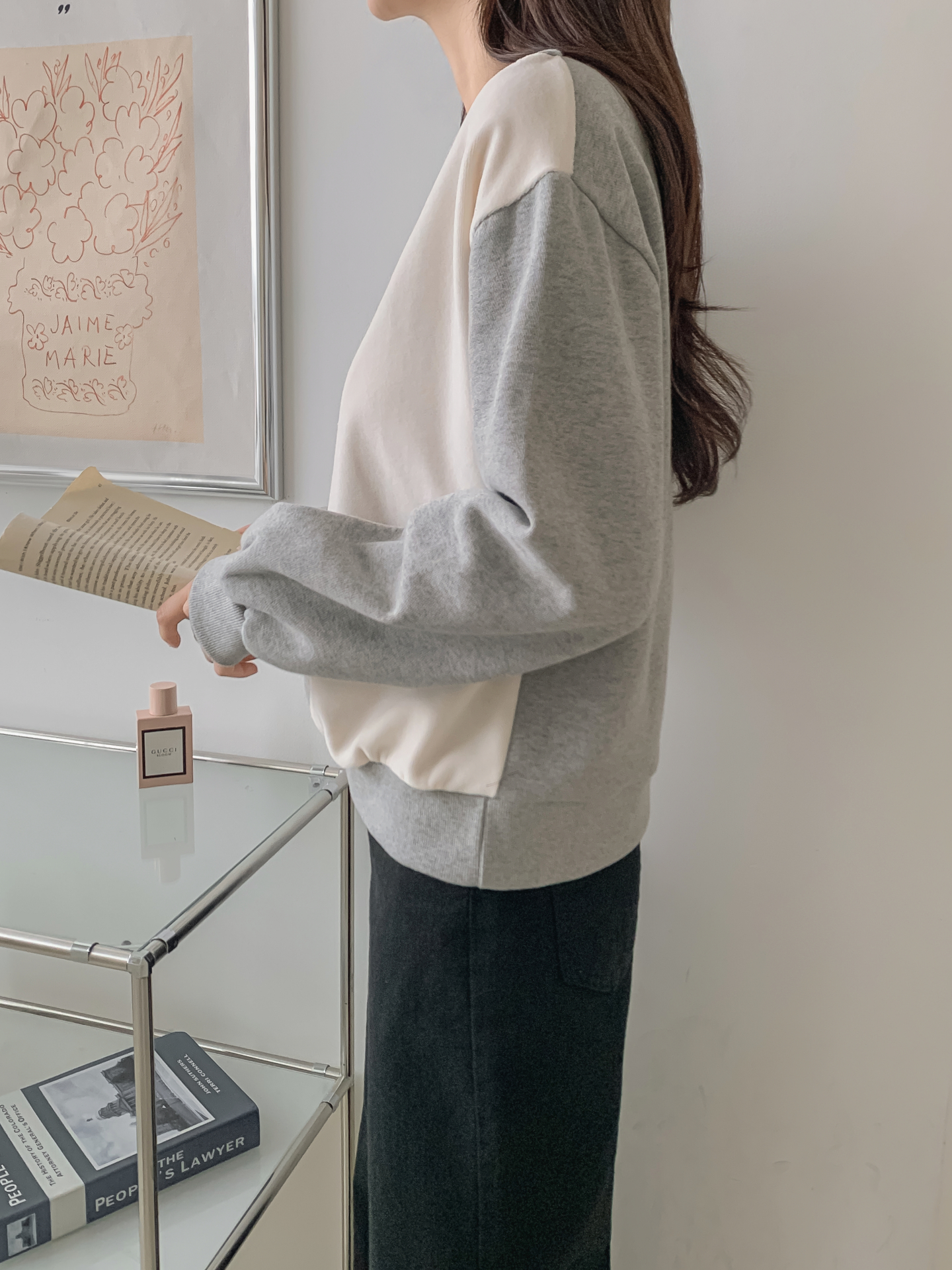 裏起毛ラウンドネック長袖ドット配色スウェット | 詳細画像19