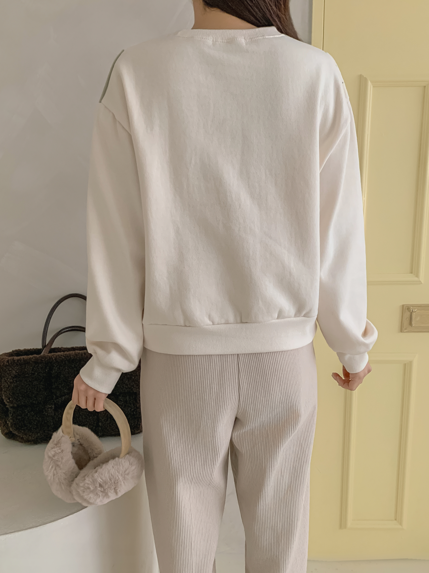 裏起毛ラウンドネック長袖ドット配色スウェット | 詳細画像15