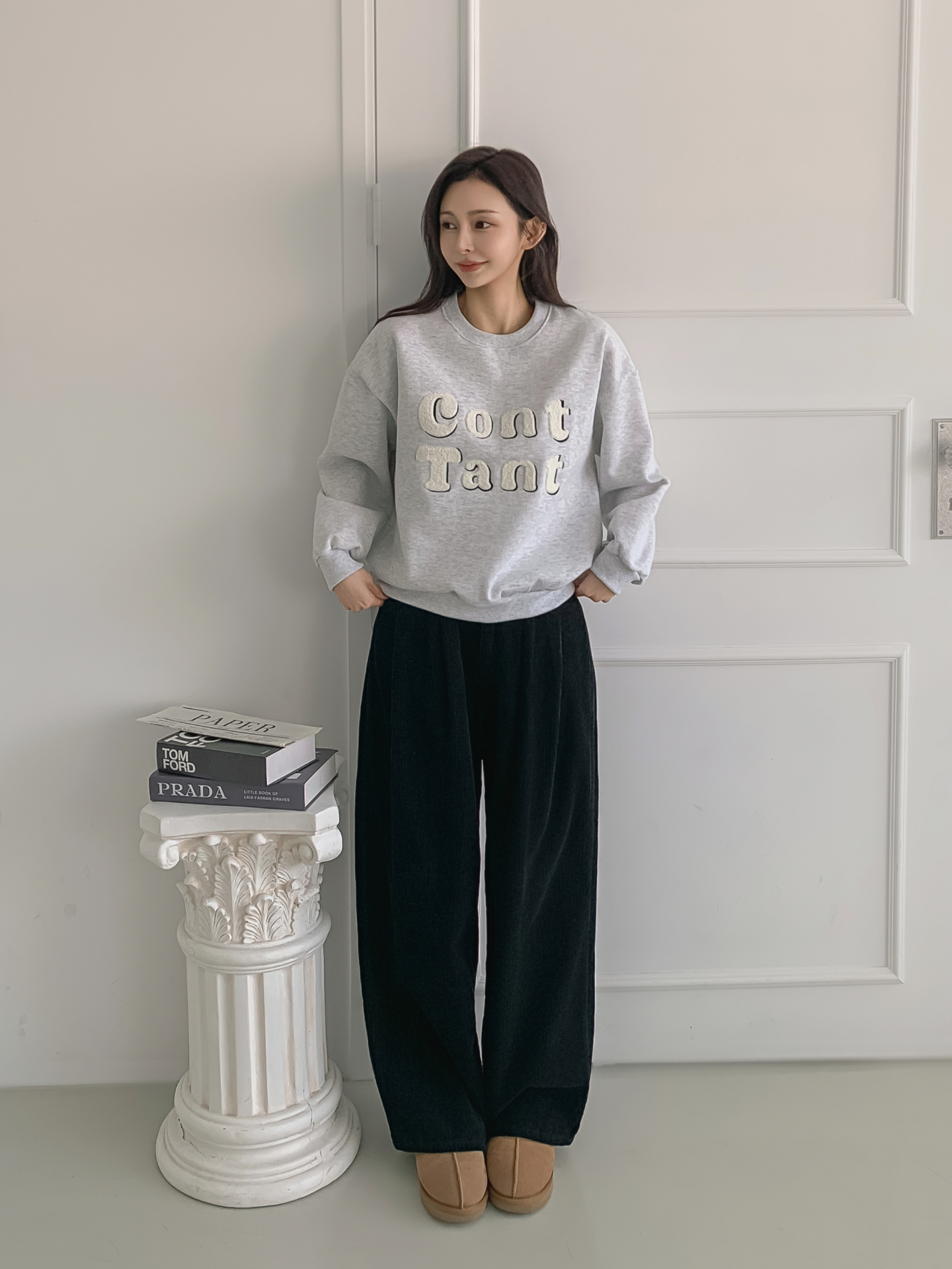 裏起毛ラウンドネック刺繍カラースウェット | 詳細画像2