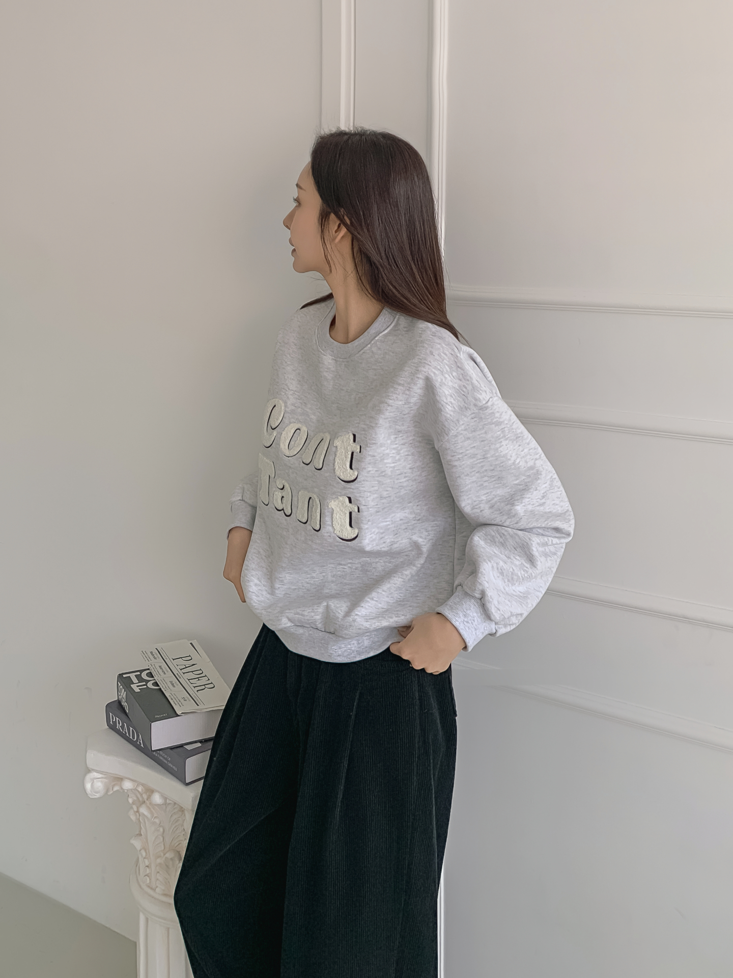 裏起毛ラウンドネック刺繍カラースウェット | 詳細画像3