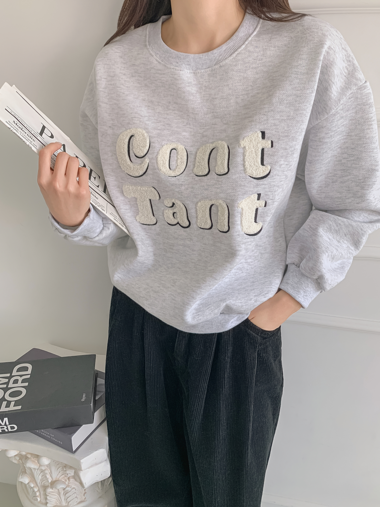 裏起毛ラウンドネック刺繍カラースウェット | 詳細画像5