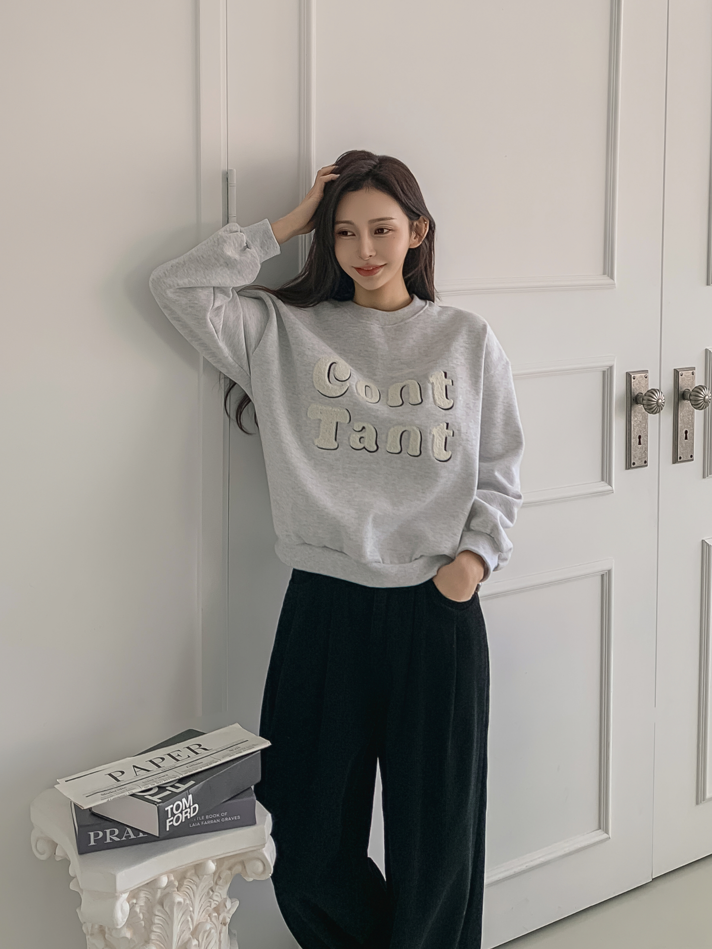 裏起毛ラウンドネック刺繍カラースウェット | 詳細画像7