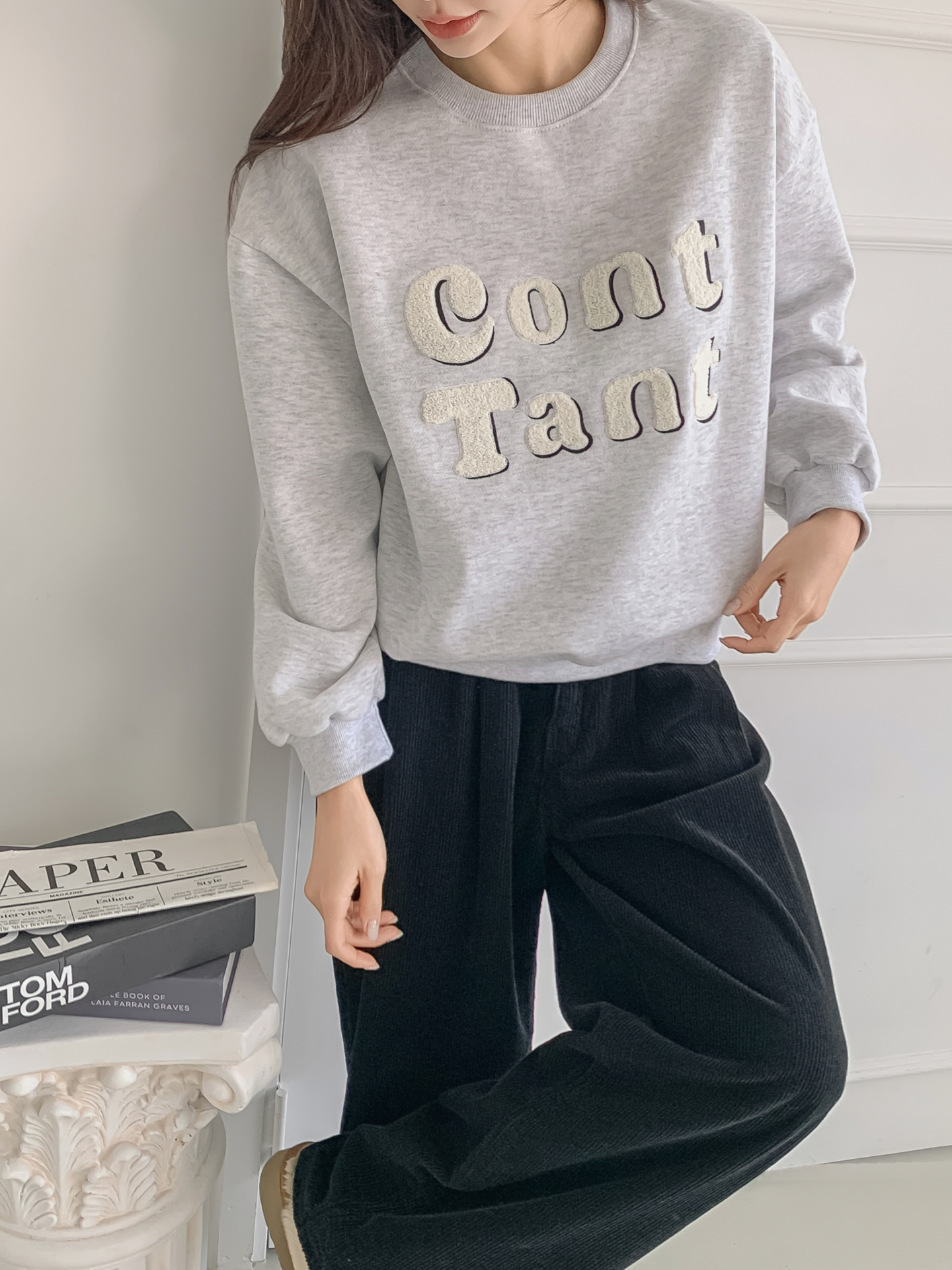 裏起毛ラウンドネック刺繍カラースウェット | 詳細画像8