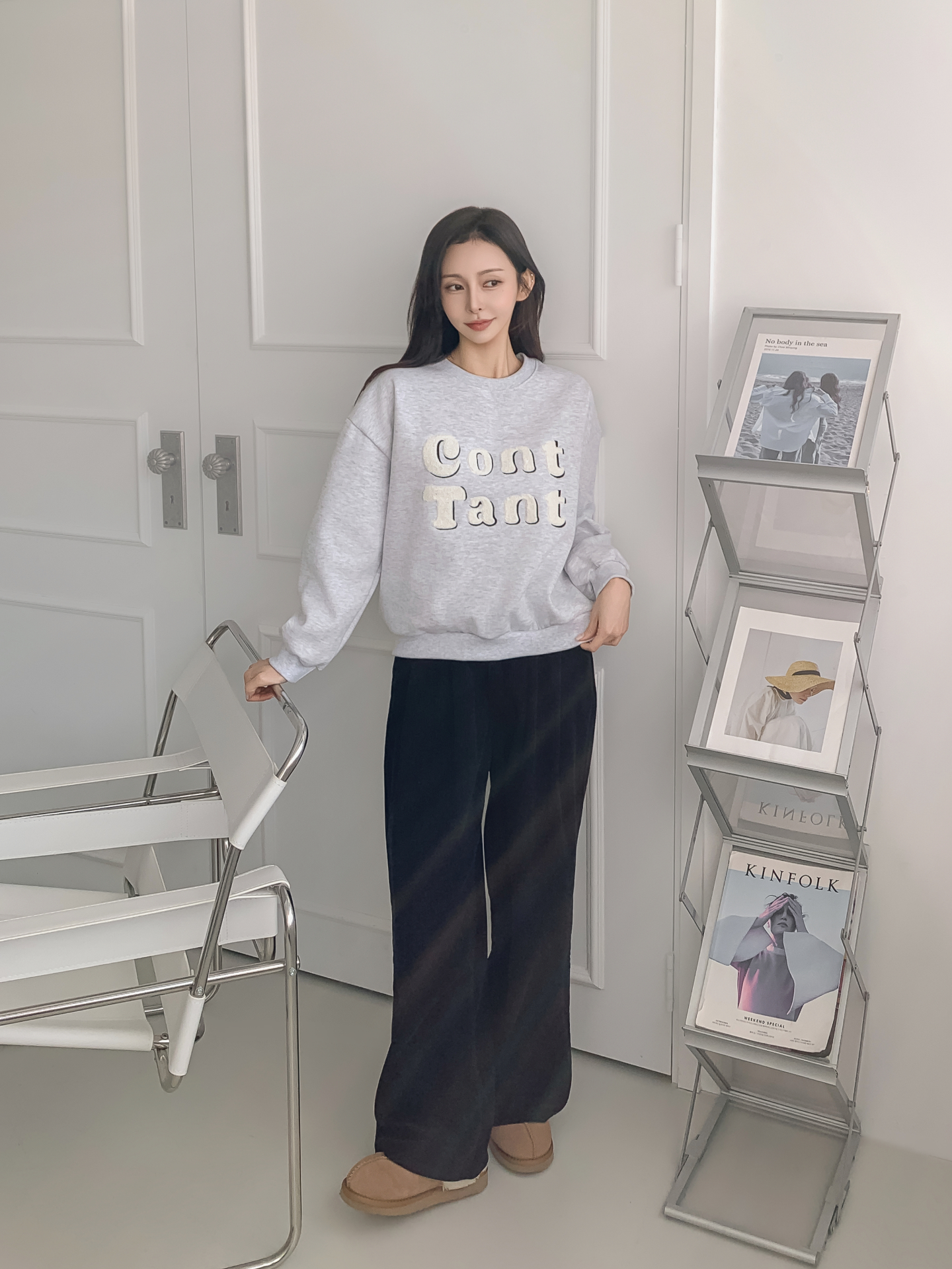 裏起毛ラウンドネック刺繍カラースウェット | 詳細画像12