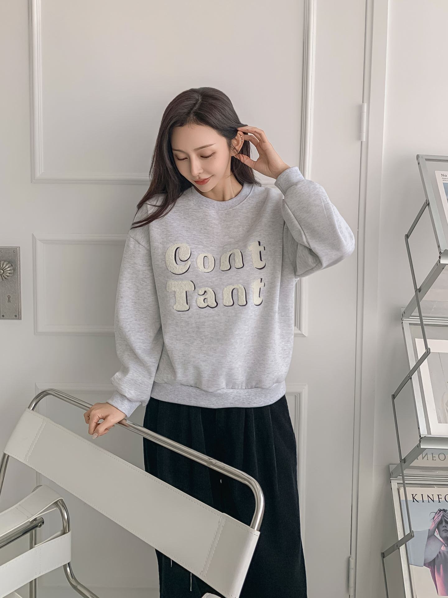 裏起毛ラウンドネック刺繍カラースウェット | 詳細画像13