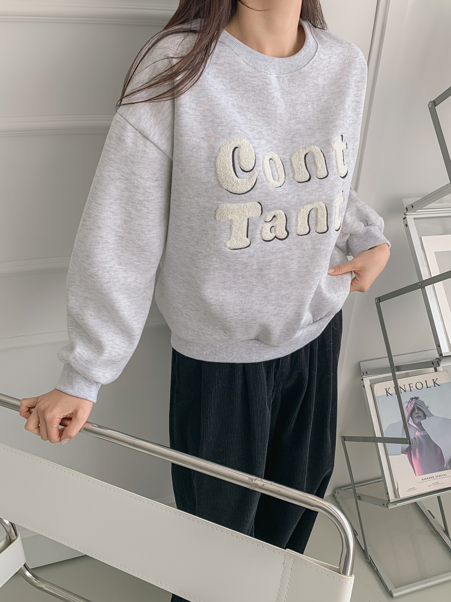 裏起毛ラウンドネック刺繍カラースウェット | 詳細画像14