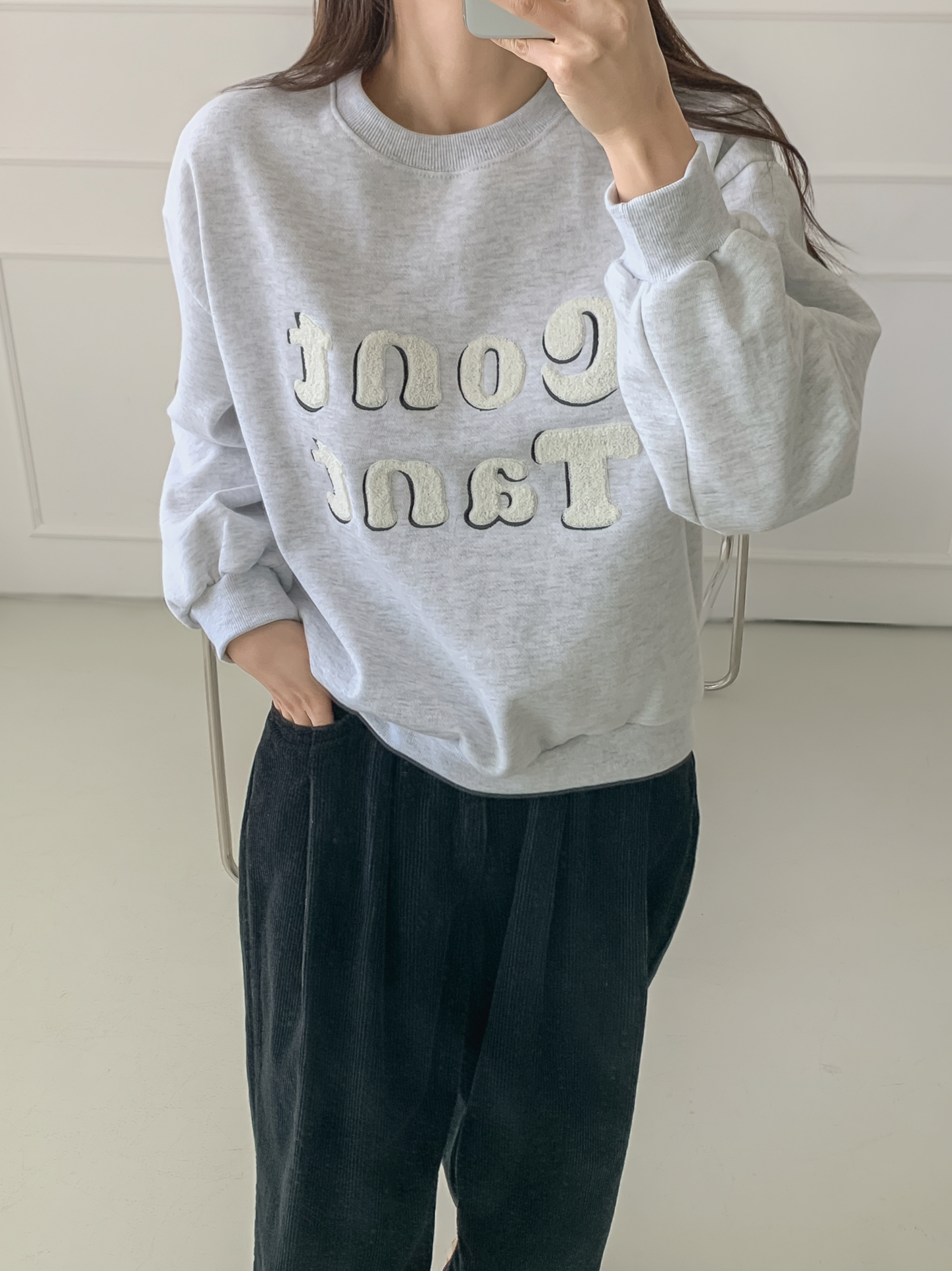 裏起毛ラウンドネック刺繍カラースウェット | 詳細画像15