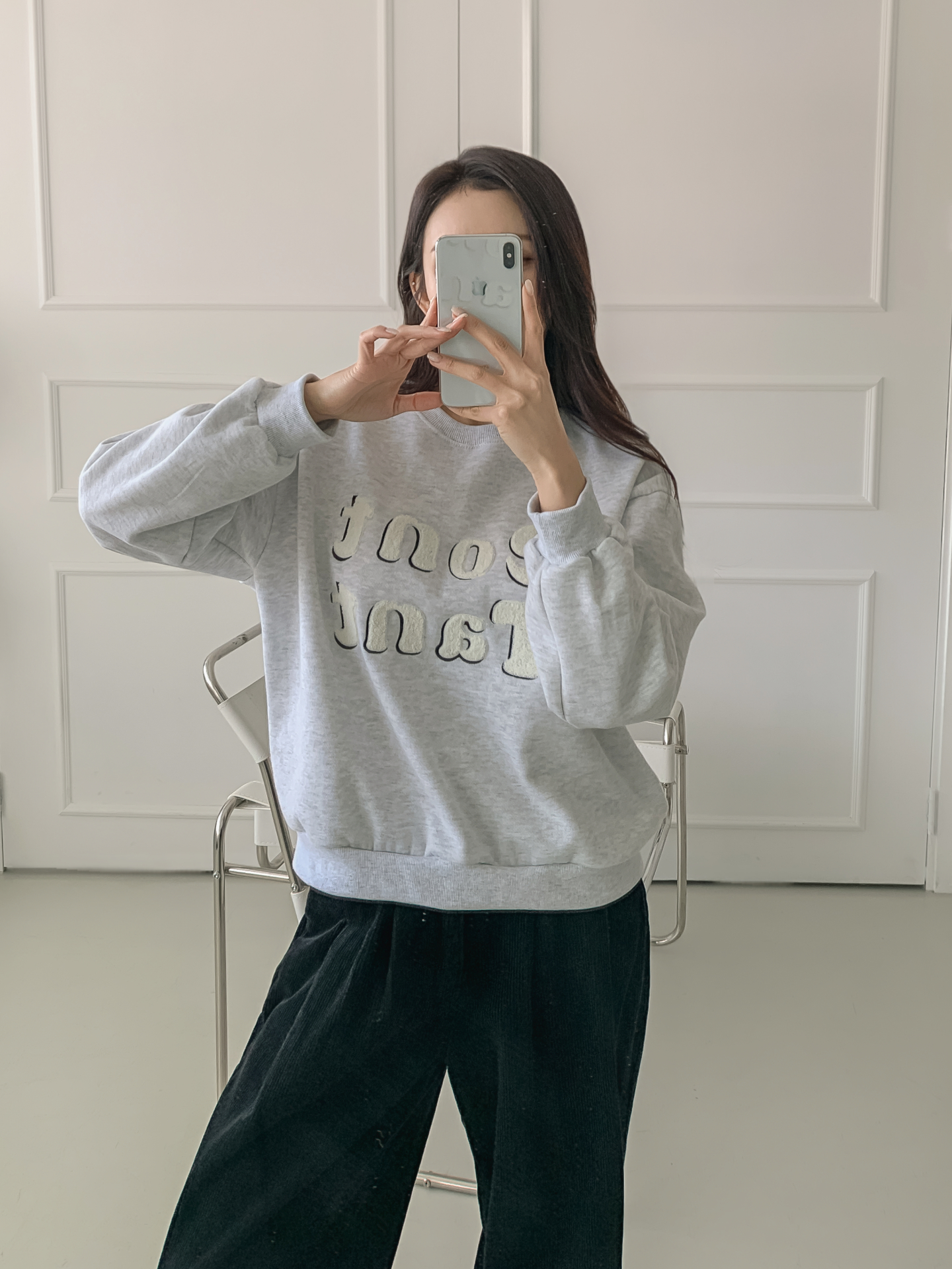 裏起毛ラウンドネック刺繍カラースウェット | 詳細画像16