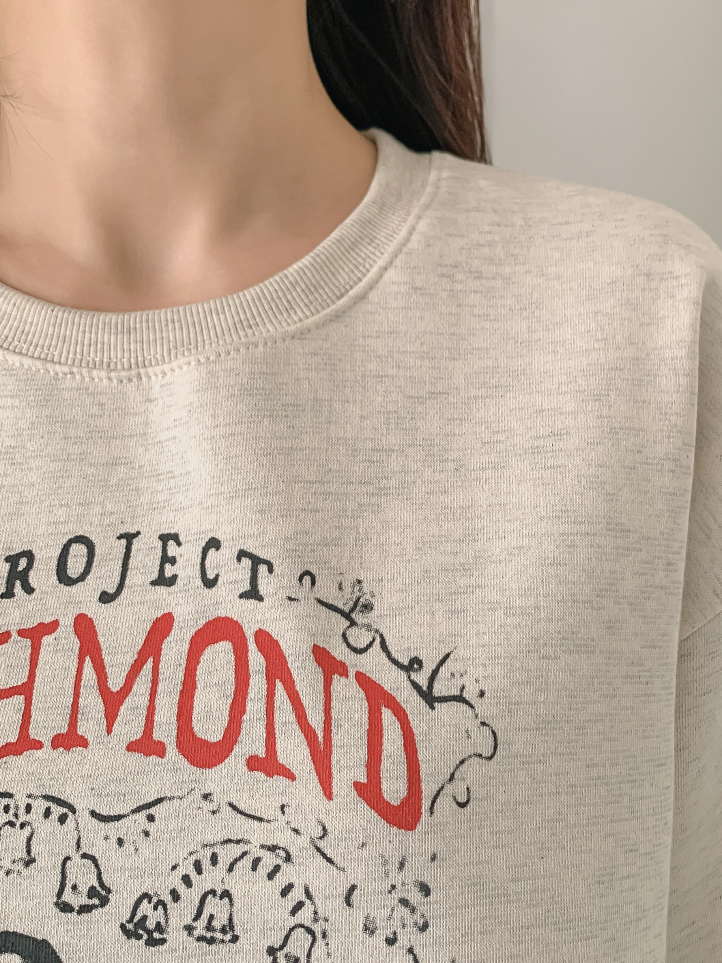 裏起毛ラウンドネックルーズ長袖プリントカラースウェット | 詳細画像13