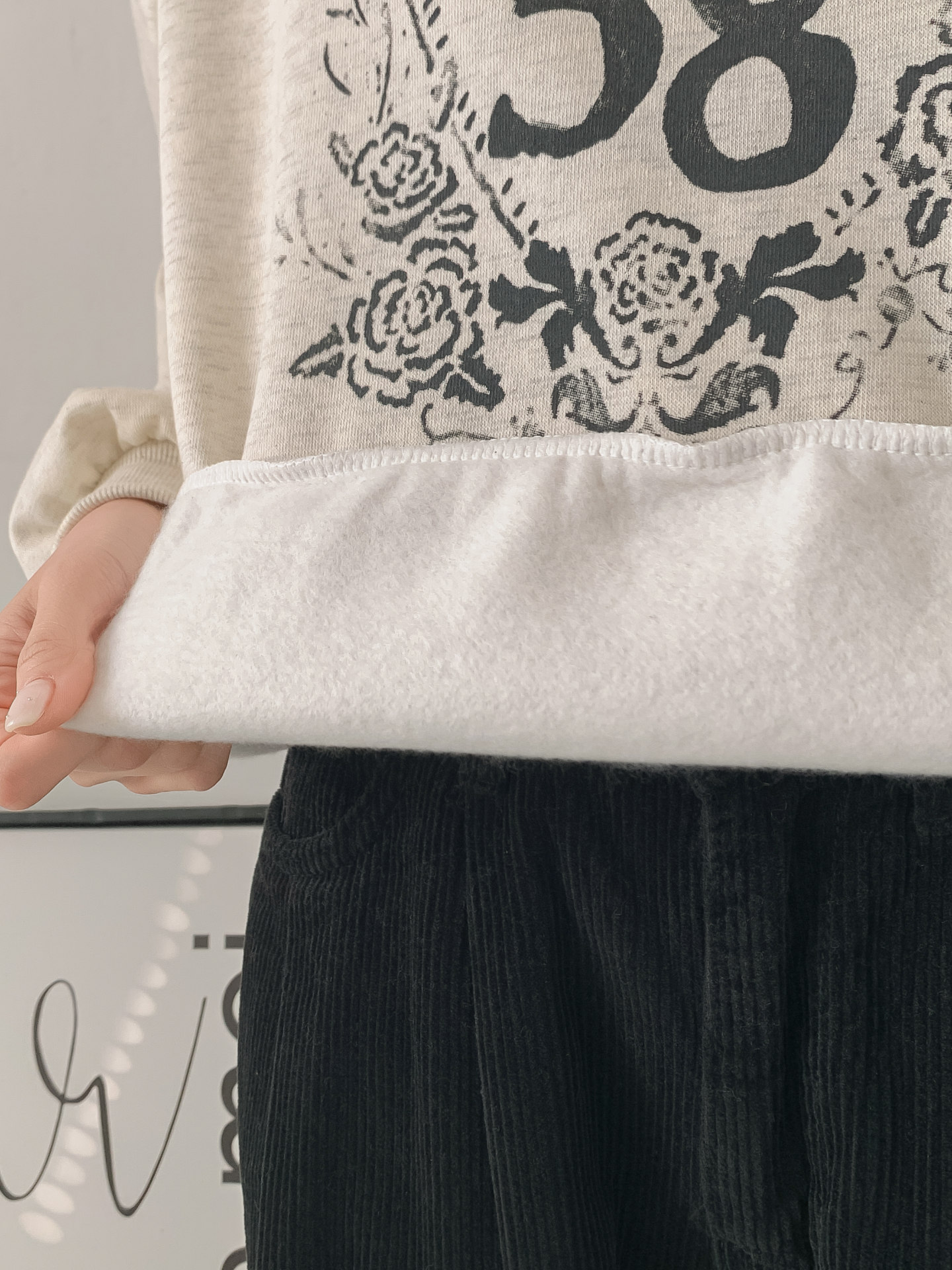 裏起毛ラウンドネックルーズ長袖プリントカラースウェット | 詳細画像15