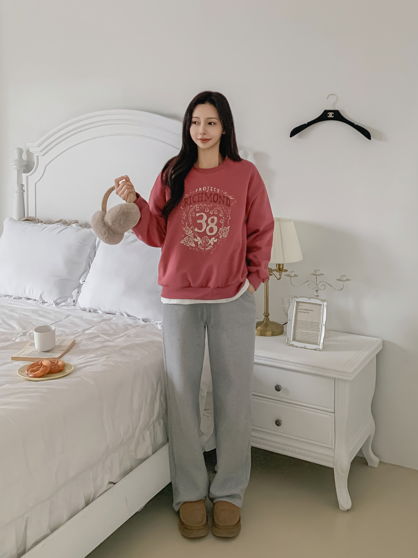 裏起毛ラウンドネックルーズ長袖プリントカラースウェット | 詳細画像19