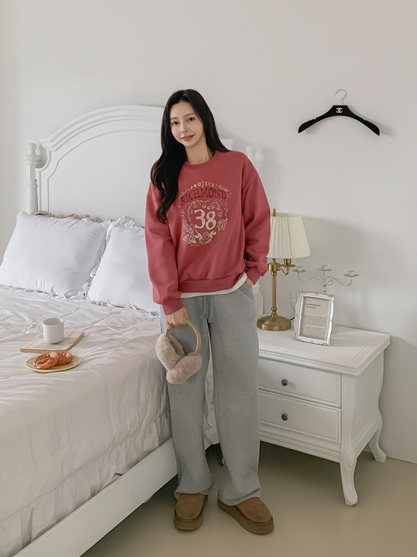 裏起毛ラウンドネックルーズ長袖プリントカラースウェット | 詳細画像20