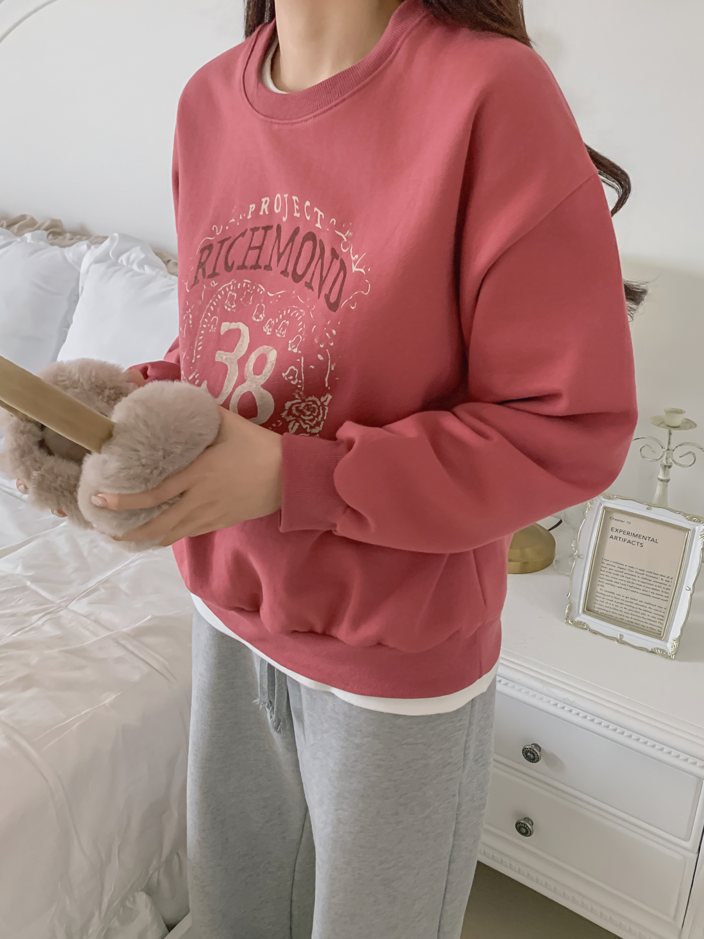 裏起毛ラウンドネックルーズ長袖プリントカラースウェット | 詳細画像23