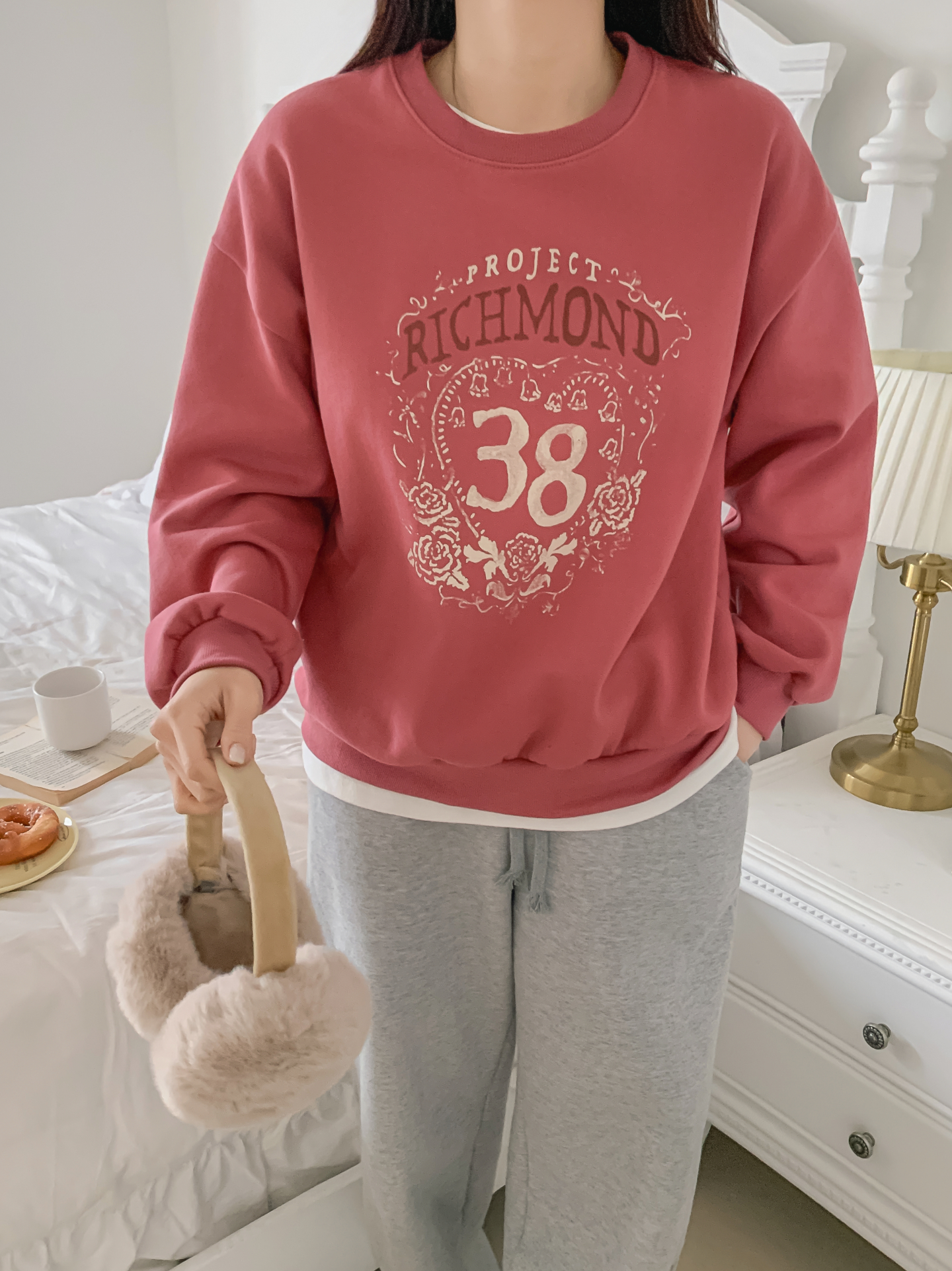 裏起毛ラウンドネックルーズ長袖プリントカラースウェット | 詳細画像24