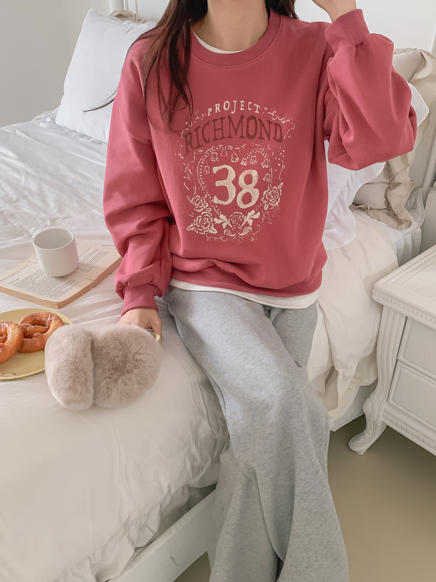 裏起毛ラウンドネックルーズ長袖プリントカラースウェット | 詳細画像25