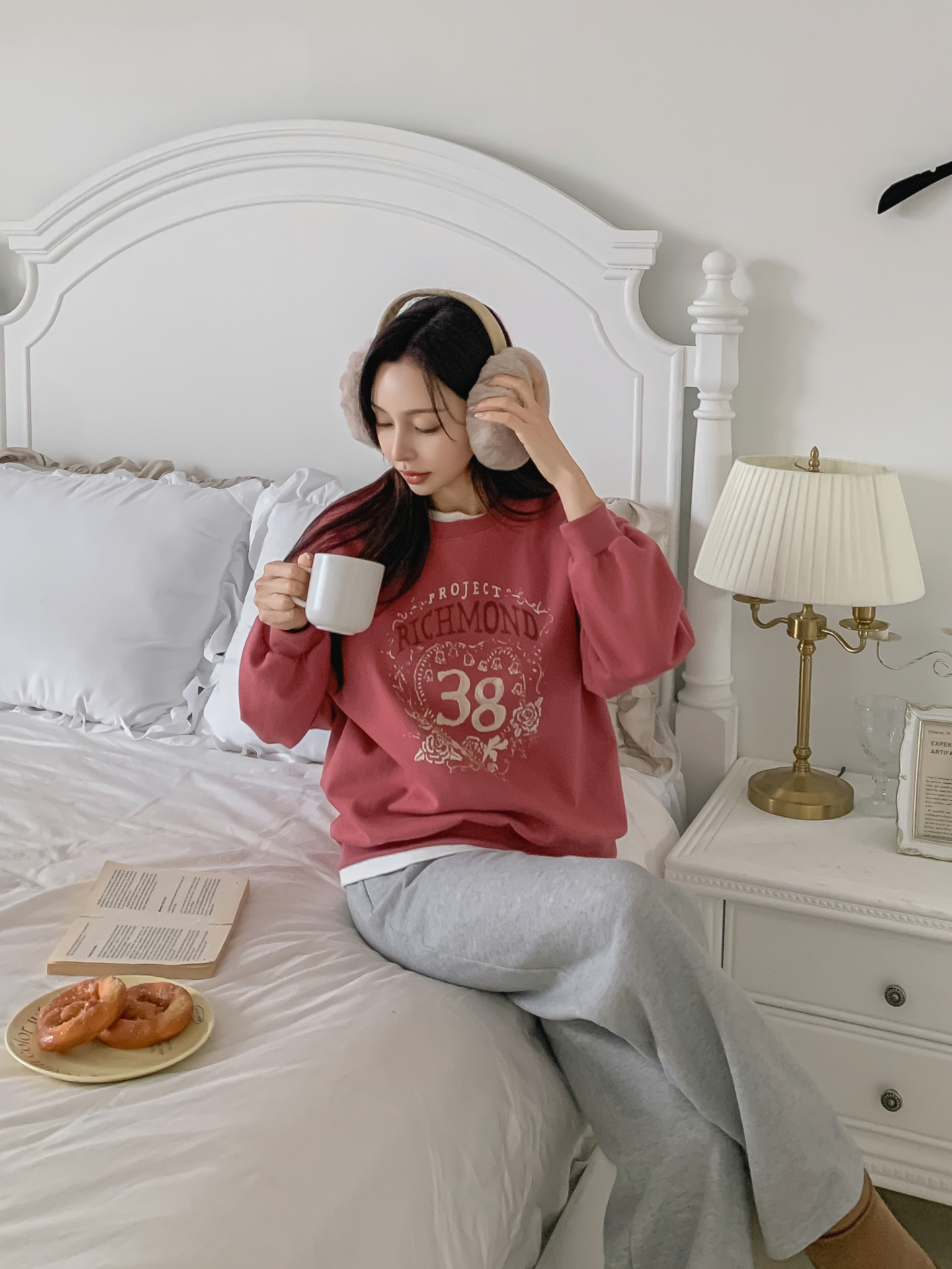 裏起毛ラウンドネックルーズ長袖プリントカラースウェット | 詳細画像27