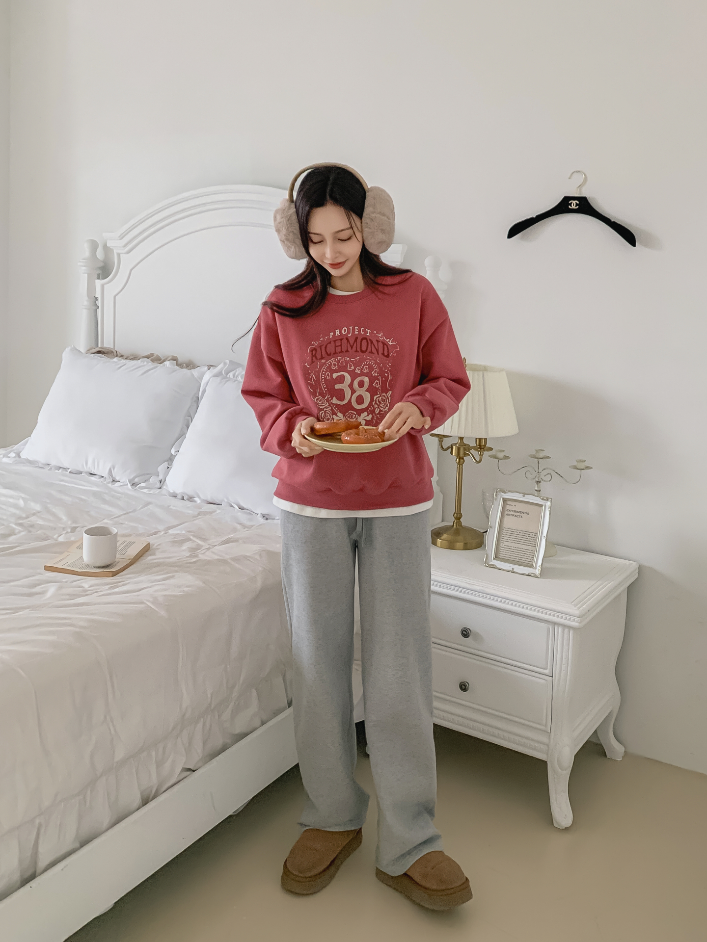 裏起毛ラウンドネックルーズ長袖プリントカラースウェット | 詳細画像29