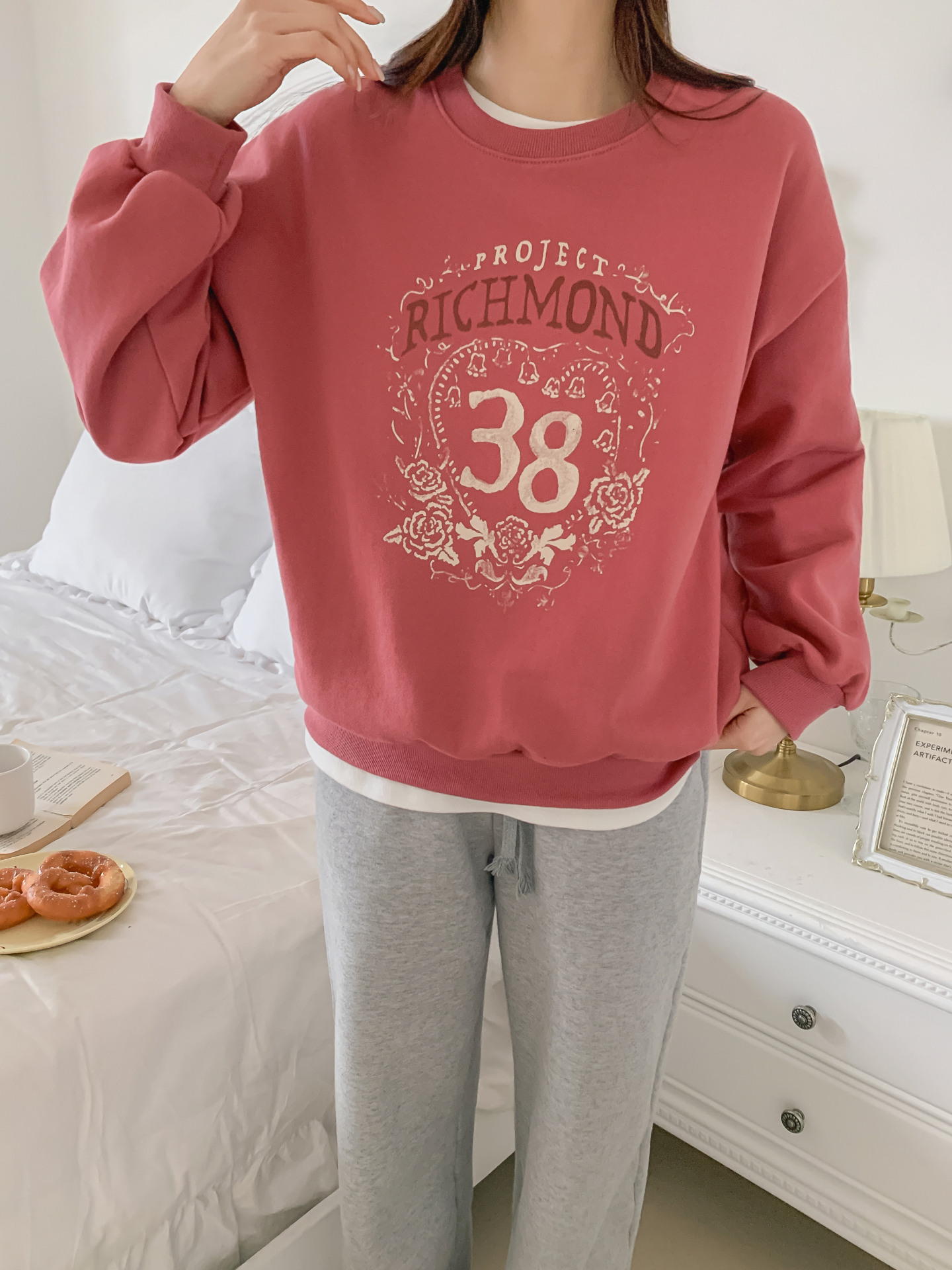 裏起毛ラウンドネックルーズ長袖プリントカラースウェット | 詳細画像30