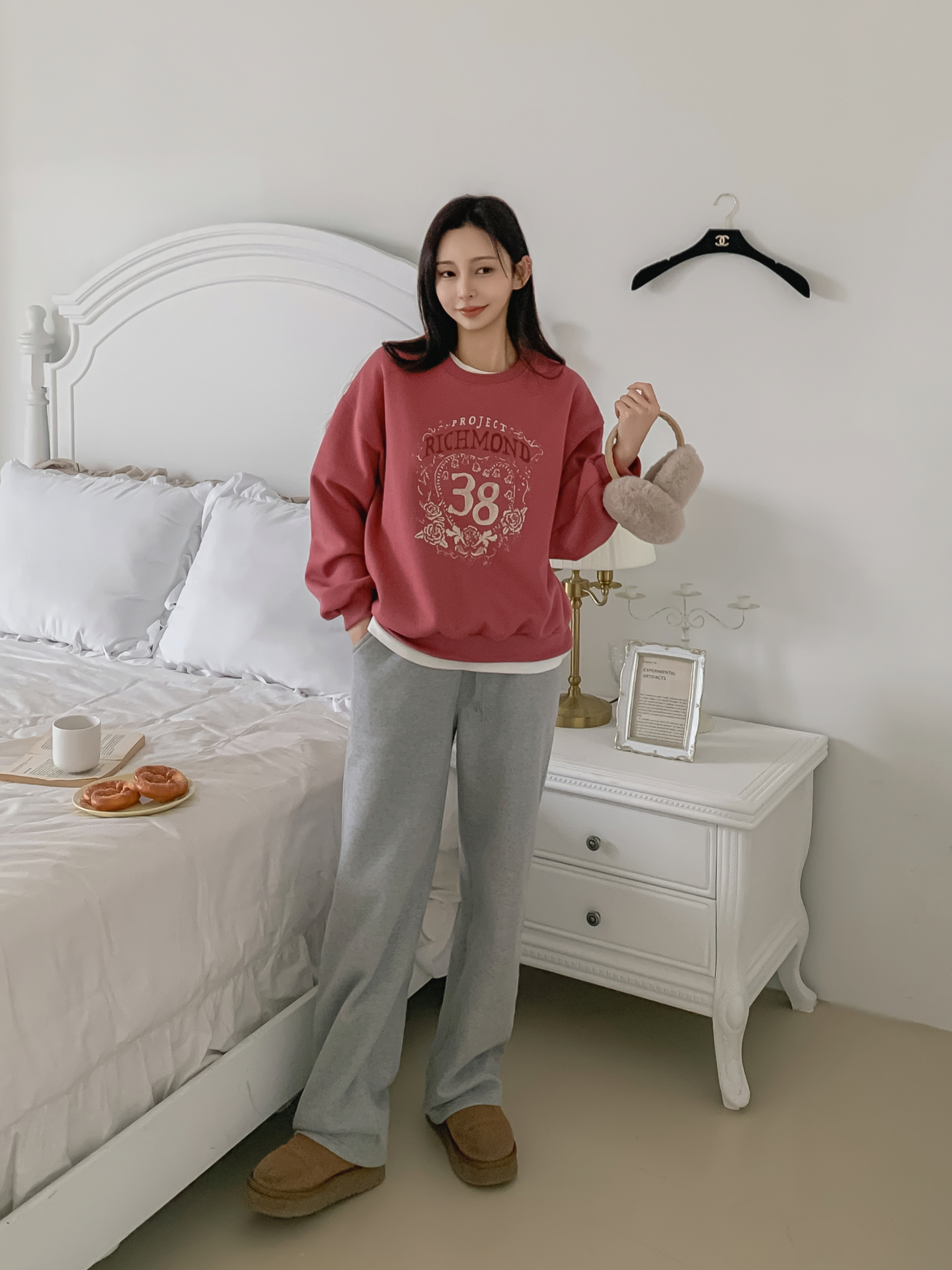 裏起毛ラウンドネックルーズ長袖プリントカラースウェット | 詳細画像22