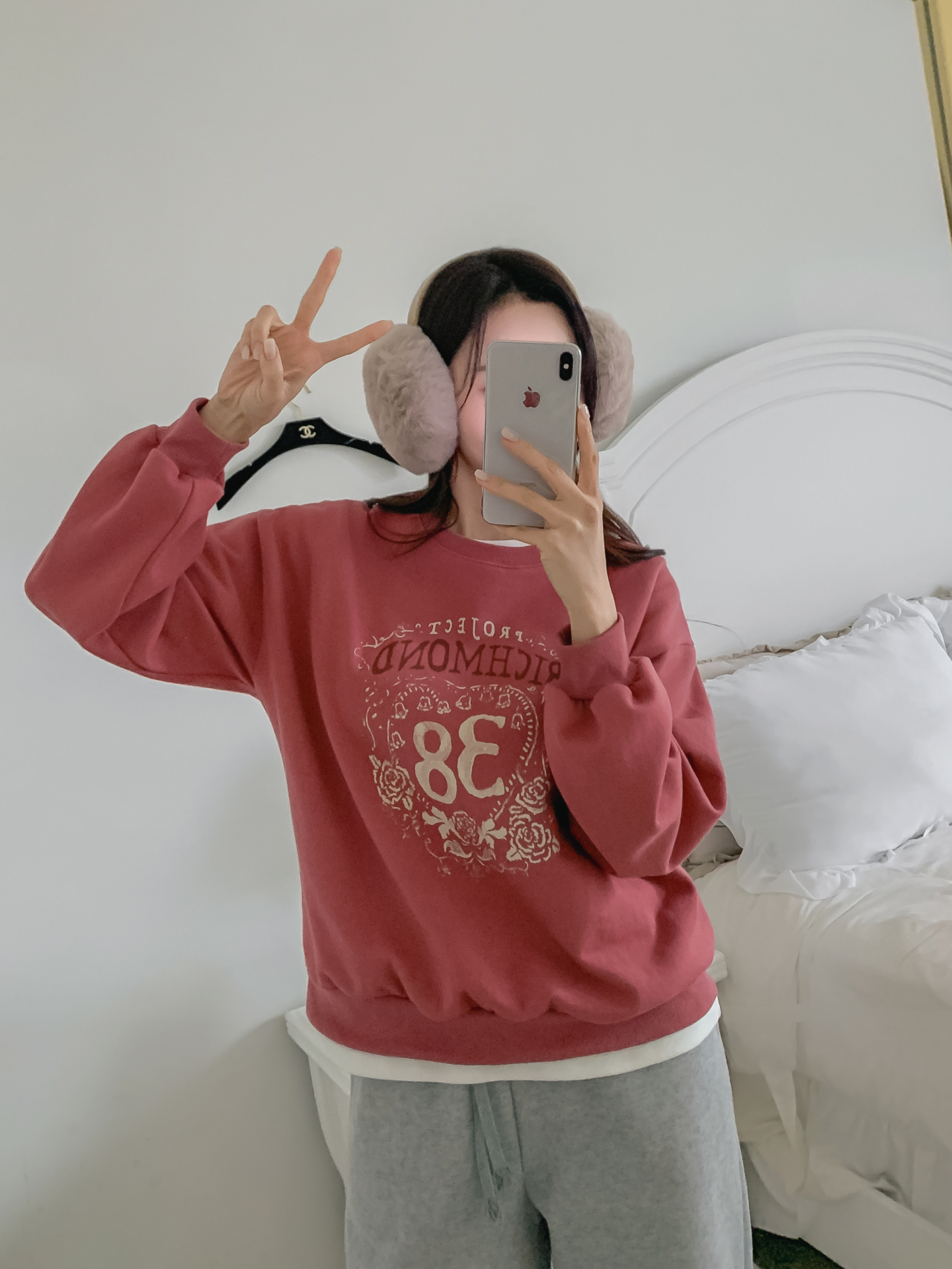 裏起毛ラウンドネックルーズ長袖プリントカラースウェット | 詳細画像32