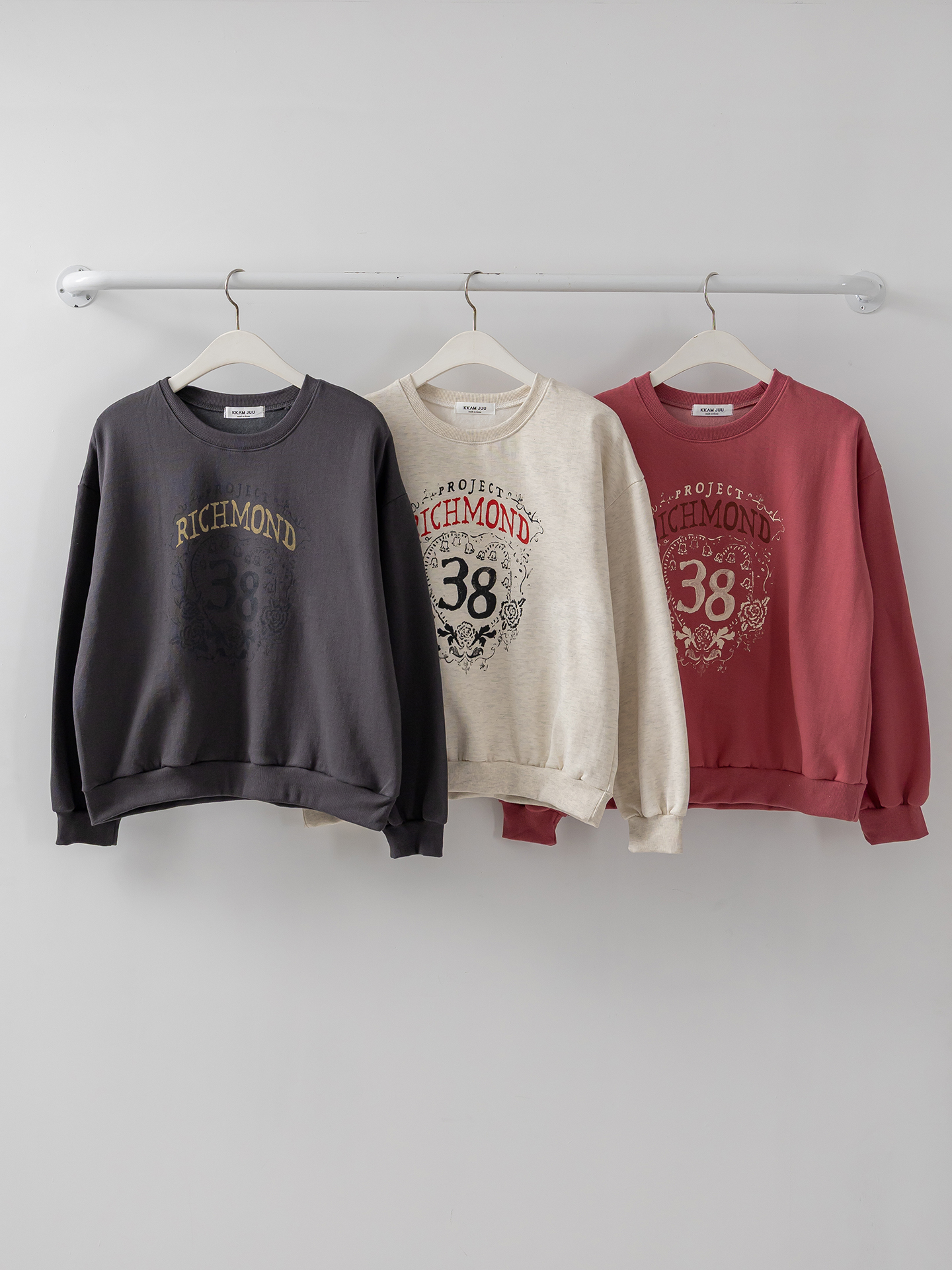 裏起毛ラウンドネックルーズ長袖プリントカラースウェット | 詳細画像33