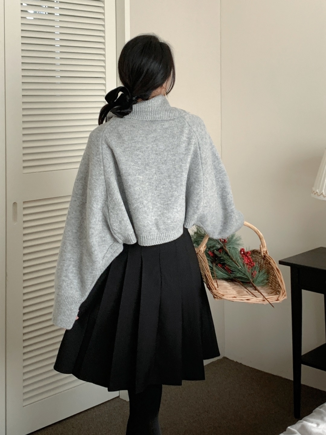 ウール混タートルネックドルマンダイアゴナルボタンカーディガン | 詳細画像6