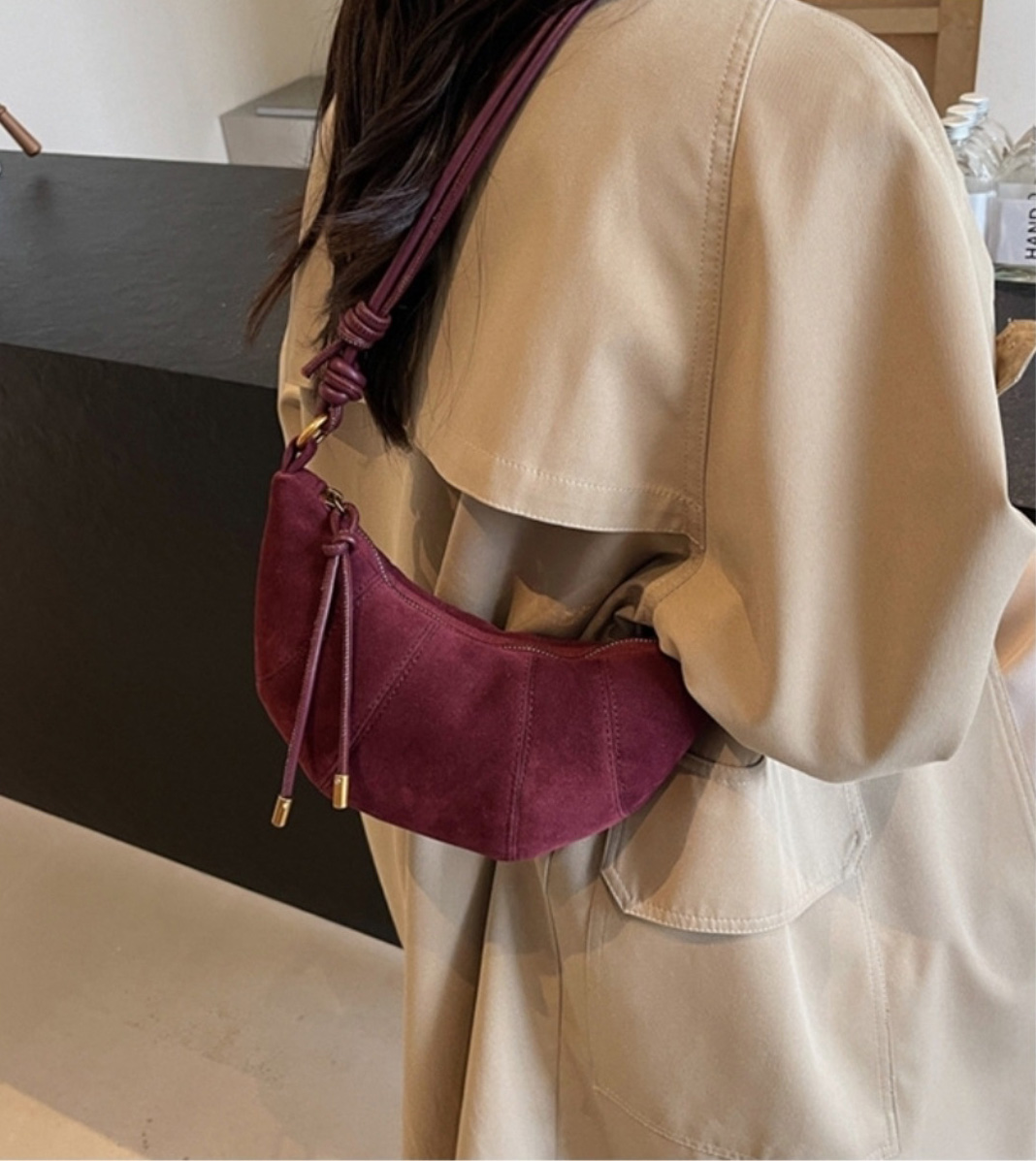 スエード調タッセルHラインレオパード無地ショルダーバッグ2TYPE | 詳細画像17