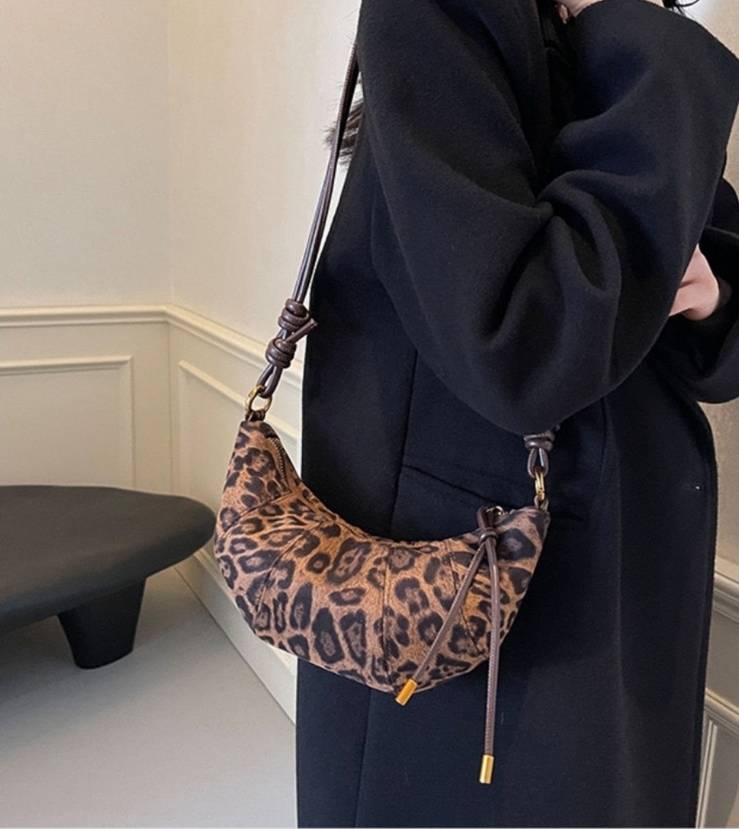 スエード調タッセルHラインレオパード無地ショルダーバッグ2TYPE | 詳細画像11