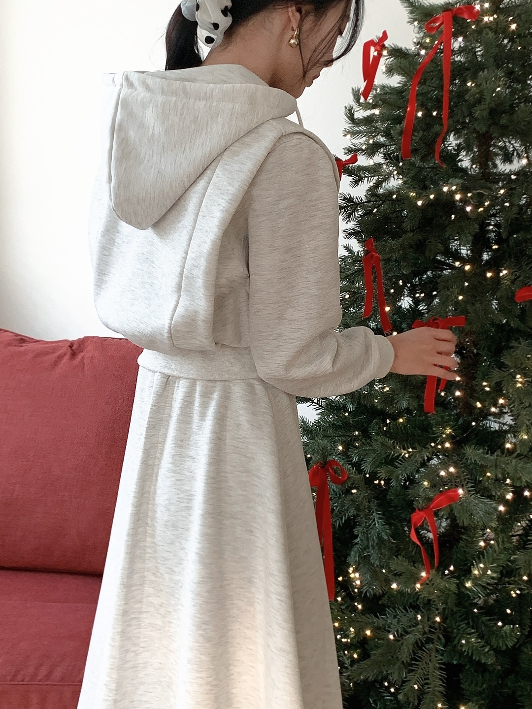 裏起毛ジップアップフードウエストゴムロングフレアセットアップ | 詳細画像7