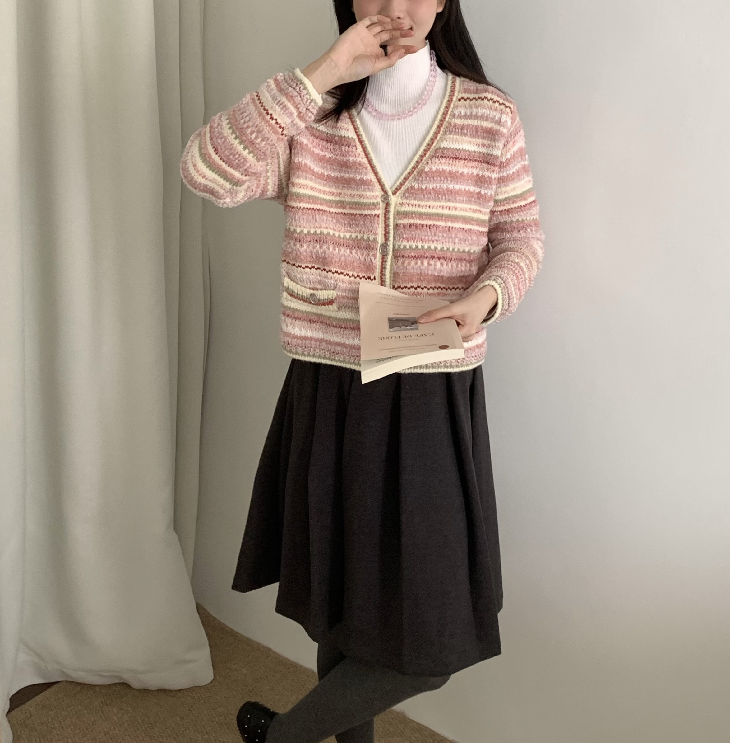 ツイードVネック配色カーディガン | 詳細画像3