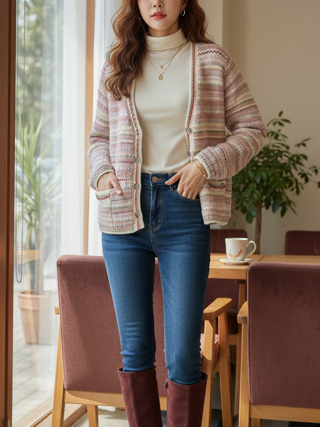 ツイードVネック配色カーディガン | 詳細画像6