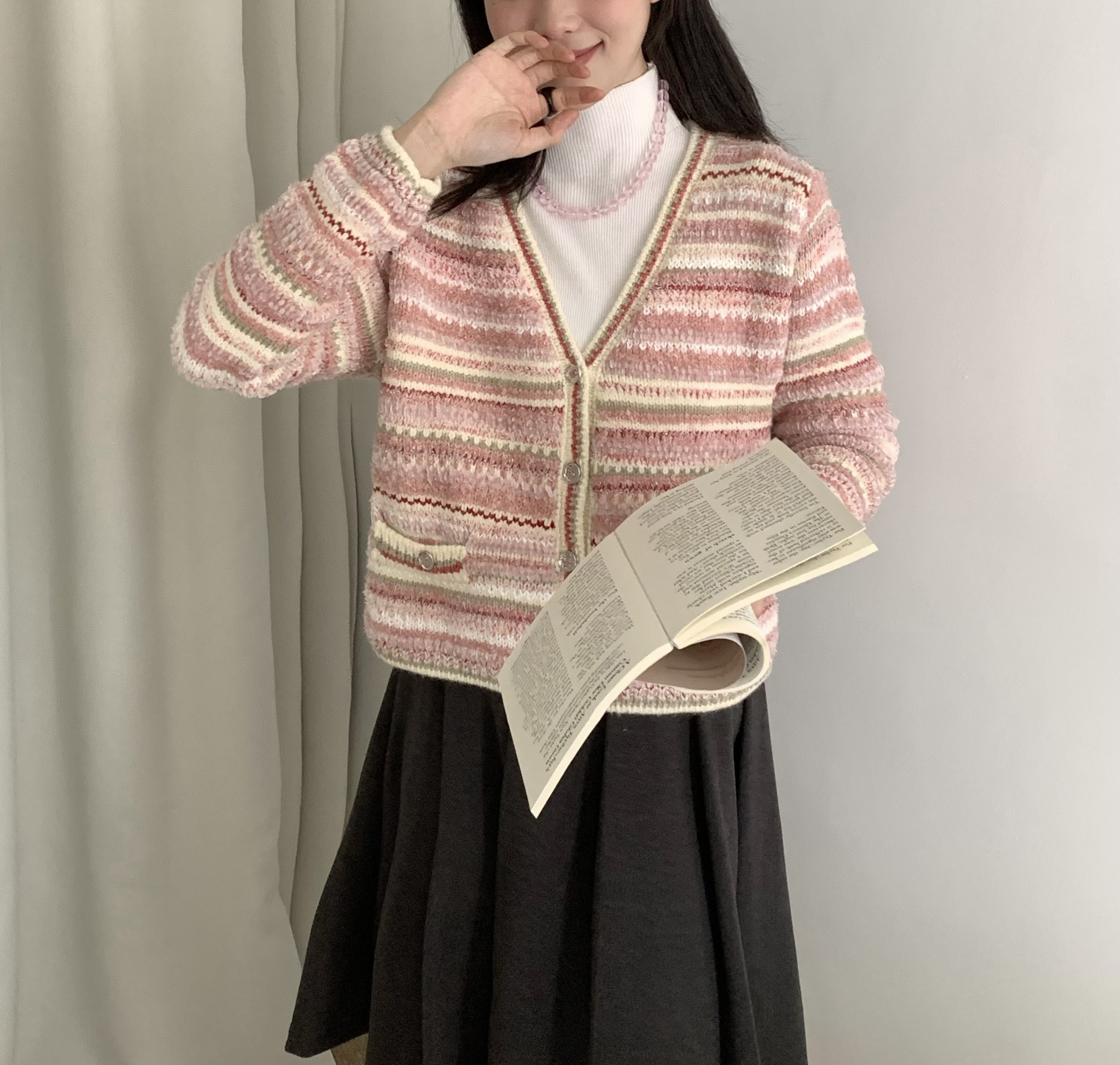 ツイードVネック配色カーディガン | 詳細画像2