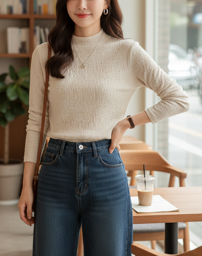 ストレッチハーフネックリンクルニット | 詳細画像2