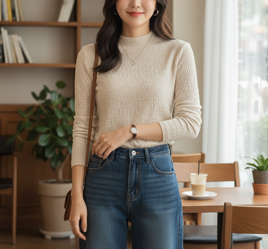 ストレッチハーフネックリンクルニット | 詳細画像5