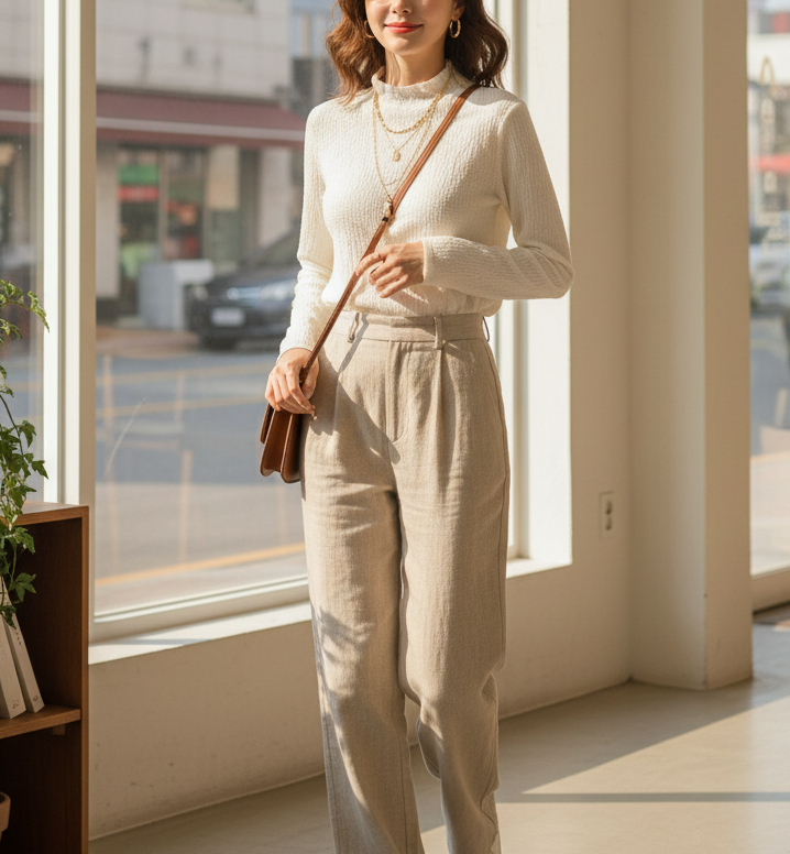 ストレッチハーフネックリンクルニット | 詳細画像4