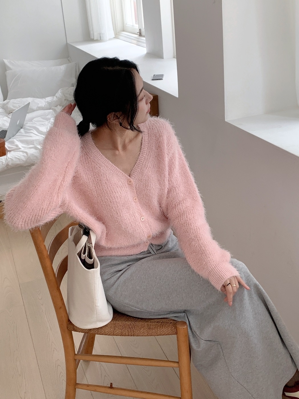 ソフトボタンVネック長袖カーディガン | 詳細画像5