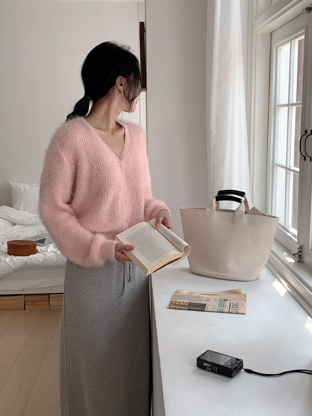 ソフトボタンVネック長袖カーディガン | 詳細画像6