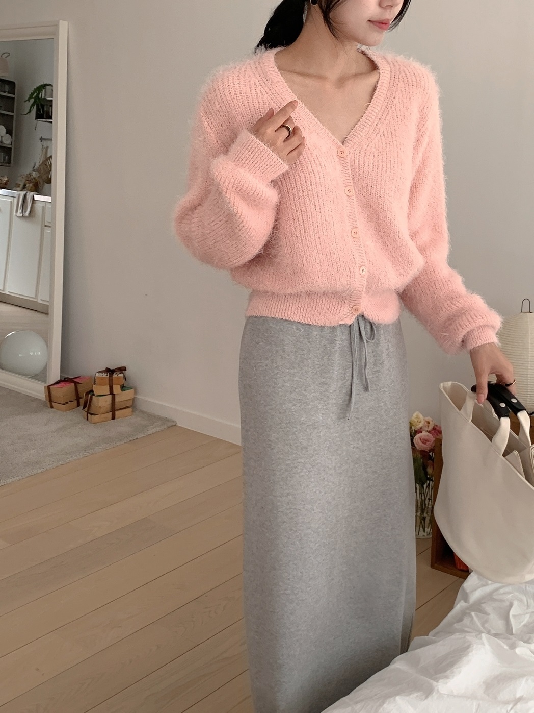 ソフトボタンVネック長袖カーディガン | 詳細画像7