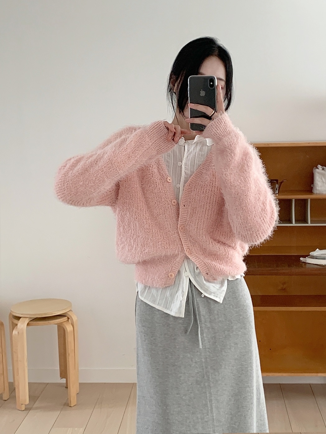 ソフトボタンVネック長袖カーディガン | 詳細画像8