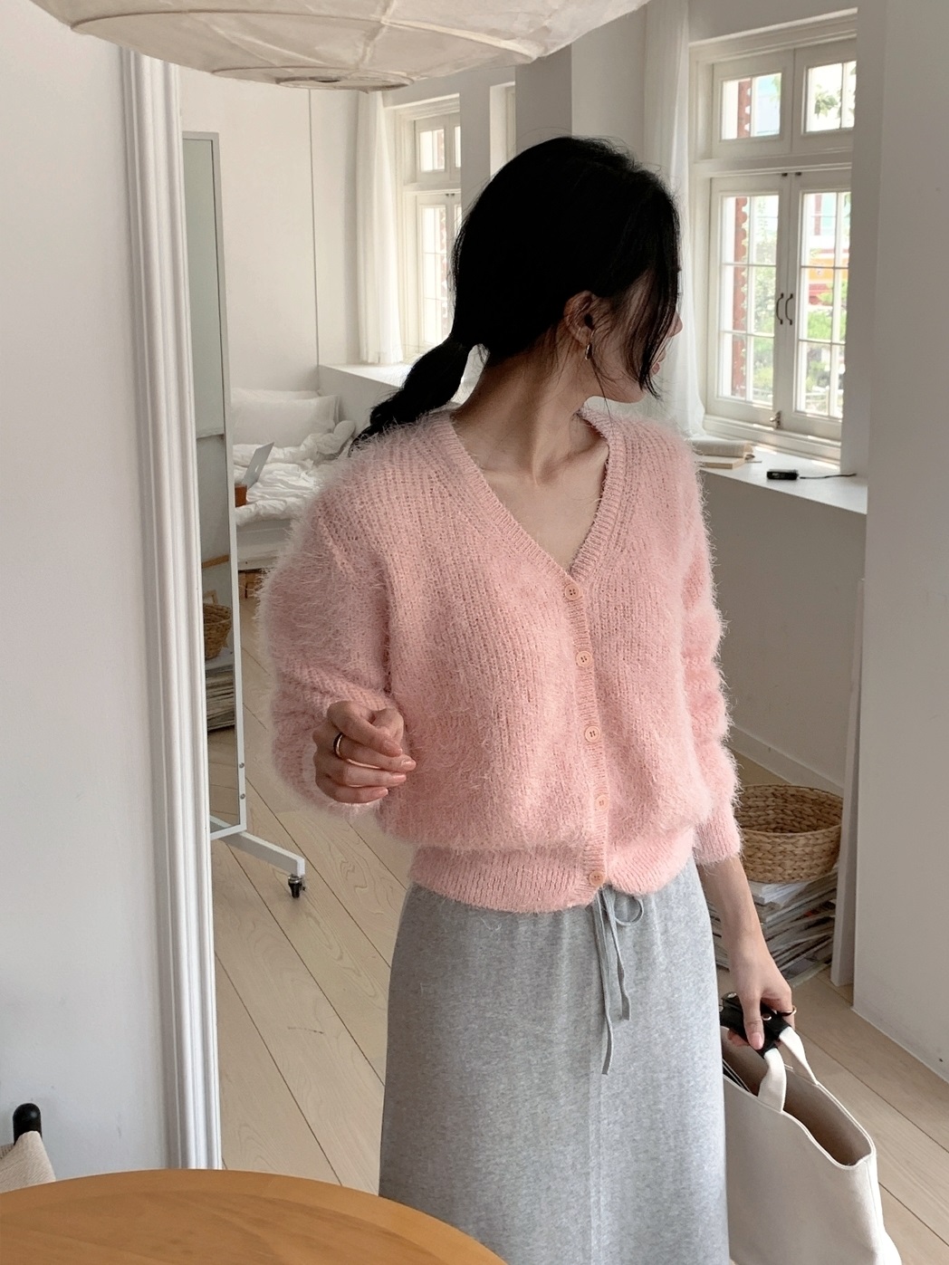 ソフトボタンVネック長袖カーディガン | 詳細画像9