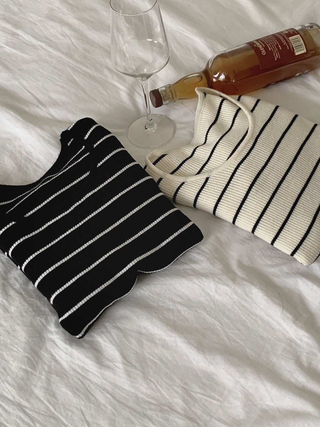 リブストレッチラウンドネックスリム長袖ボーダーニット | 詳細画像2