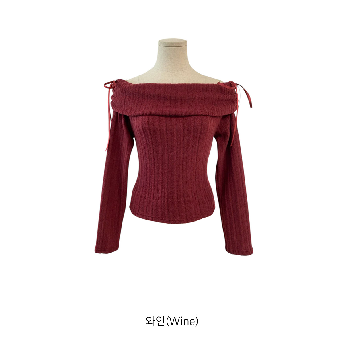 ストレッチオフショルダースリム長袖リボン柄ニット | 詳細画像16