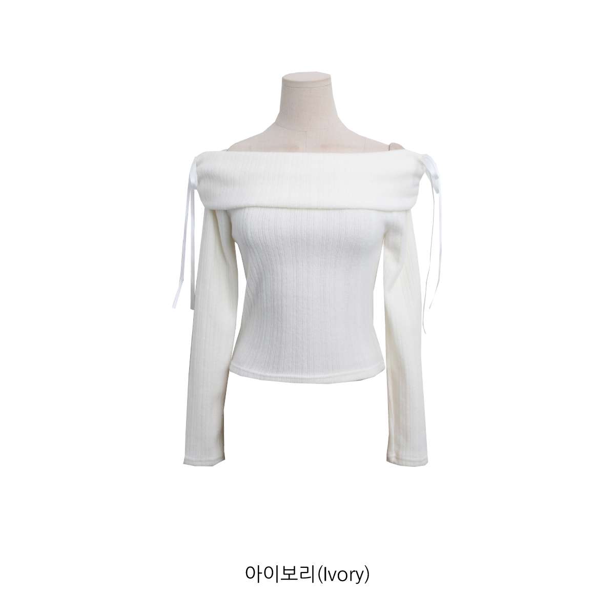 ストレッチオフショルダースリム長袖リボン柄ニット | 詳細画像17