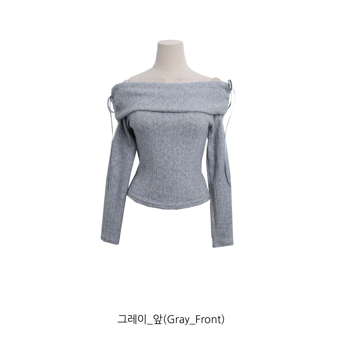 ストレッチオフショルダースリム長袖リボン柄ニット | 詳細画像18