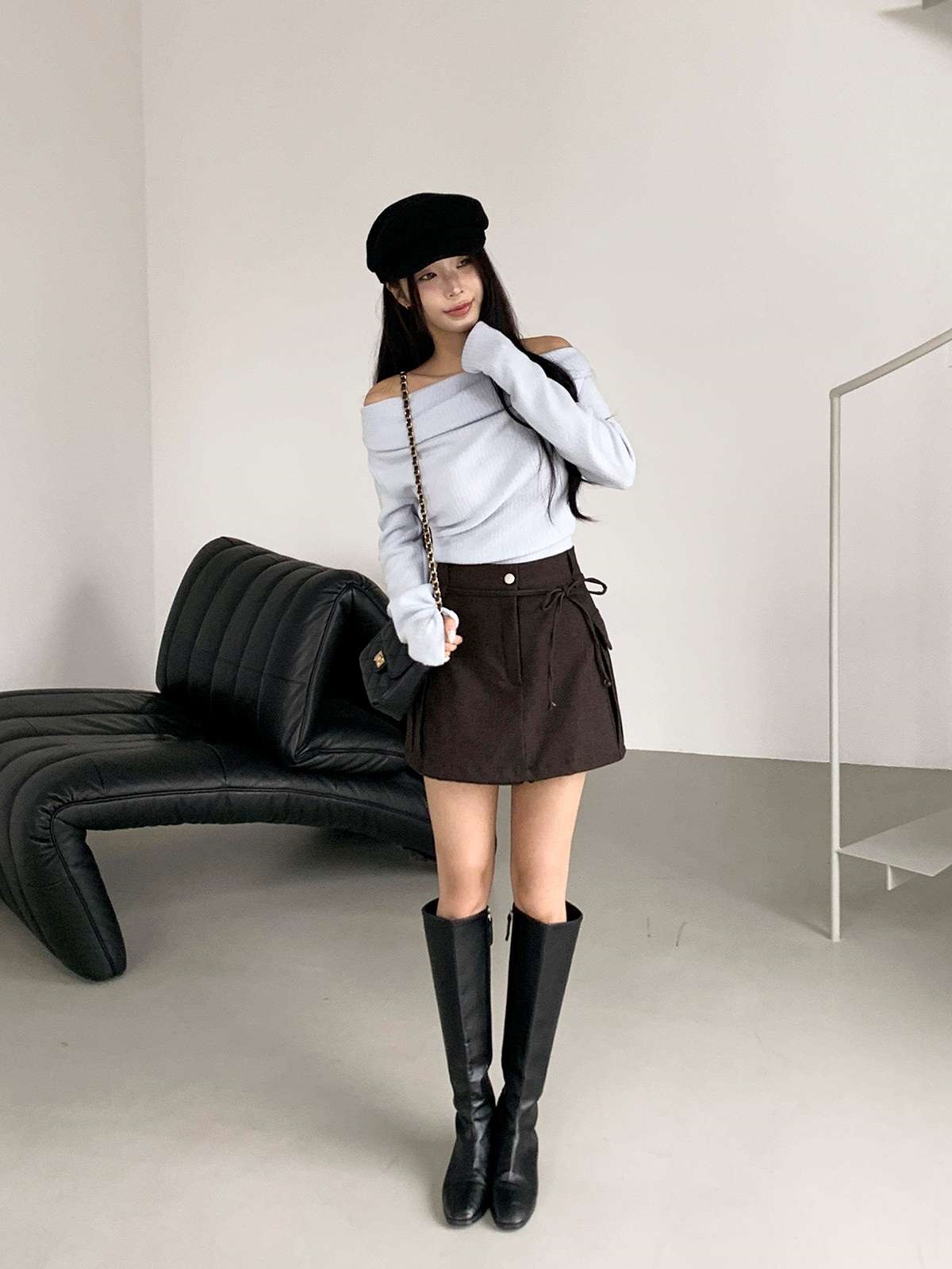 オフショルダースリムルーズ長袖ニット | 詳細画像6