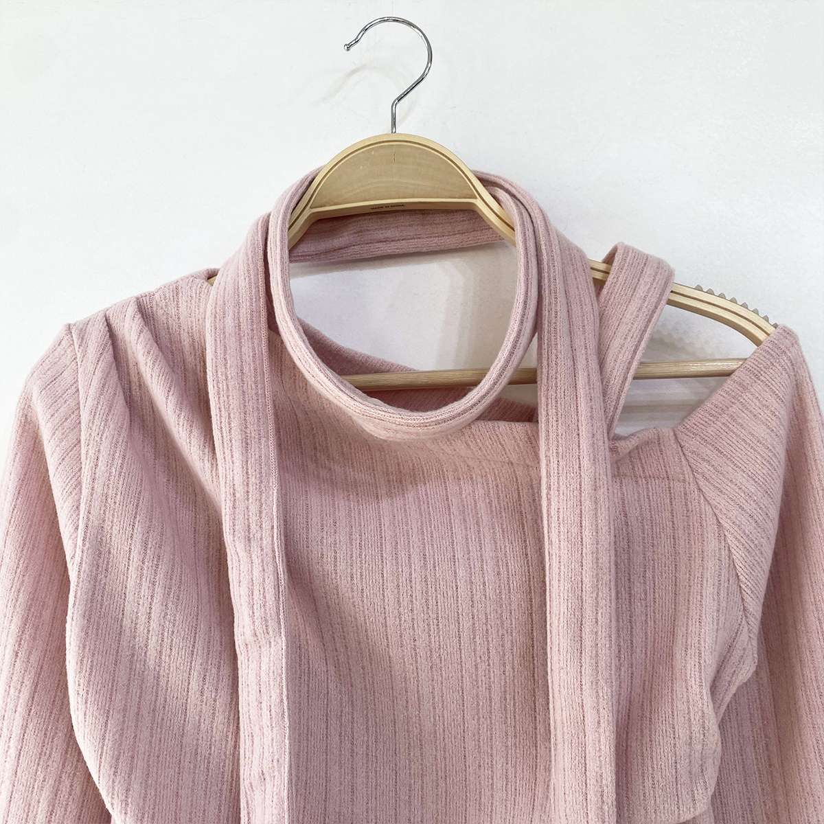 裏起毛オフショルダーワンショルダースリム長袖ニットストラップ付 | 詳細画像20